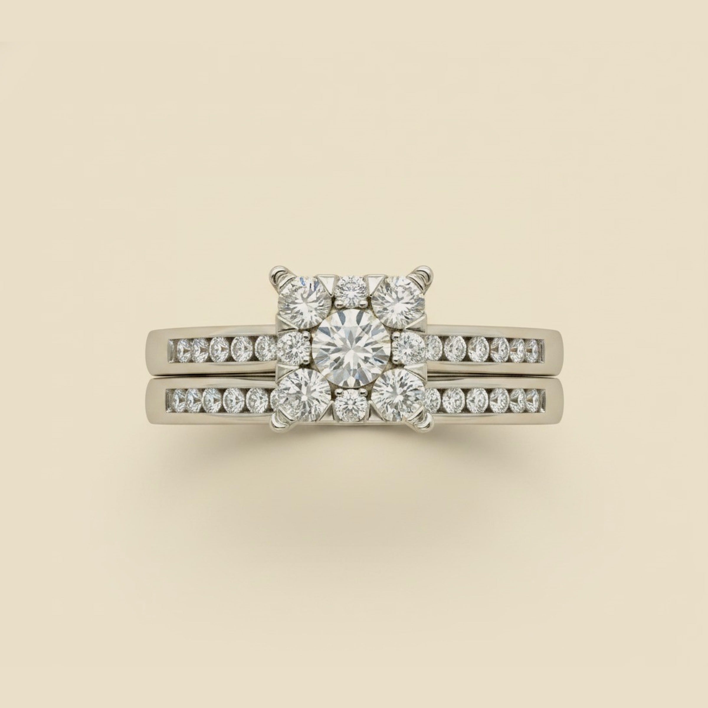 Diamond Engagement Ring & Matching Diamond Wedding Band Set