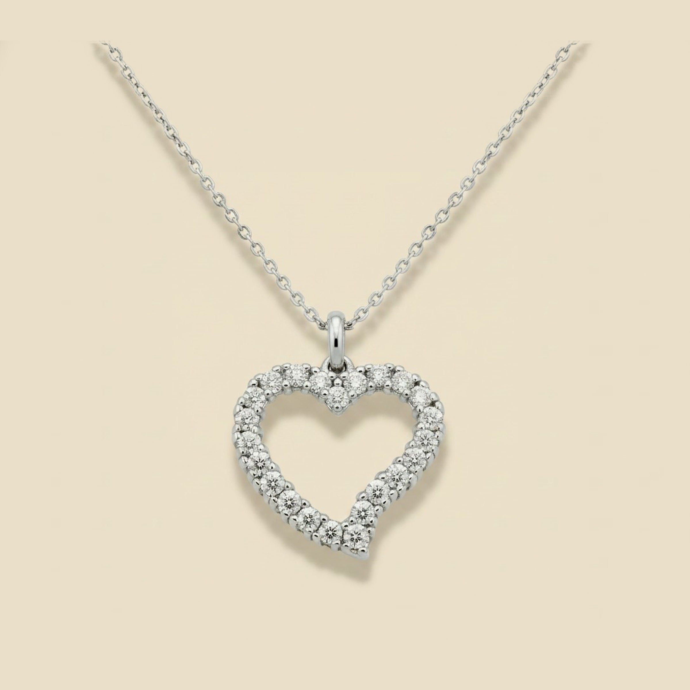Diamond Heart Pendant in 14K White Gold – Empire Diamond