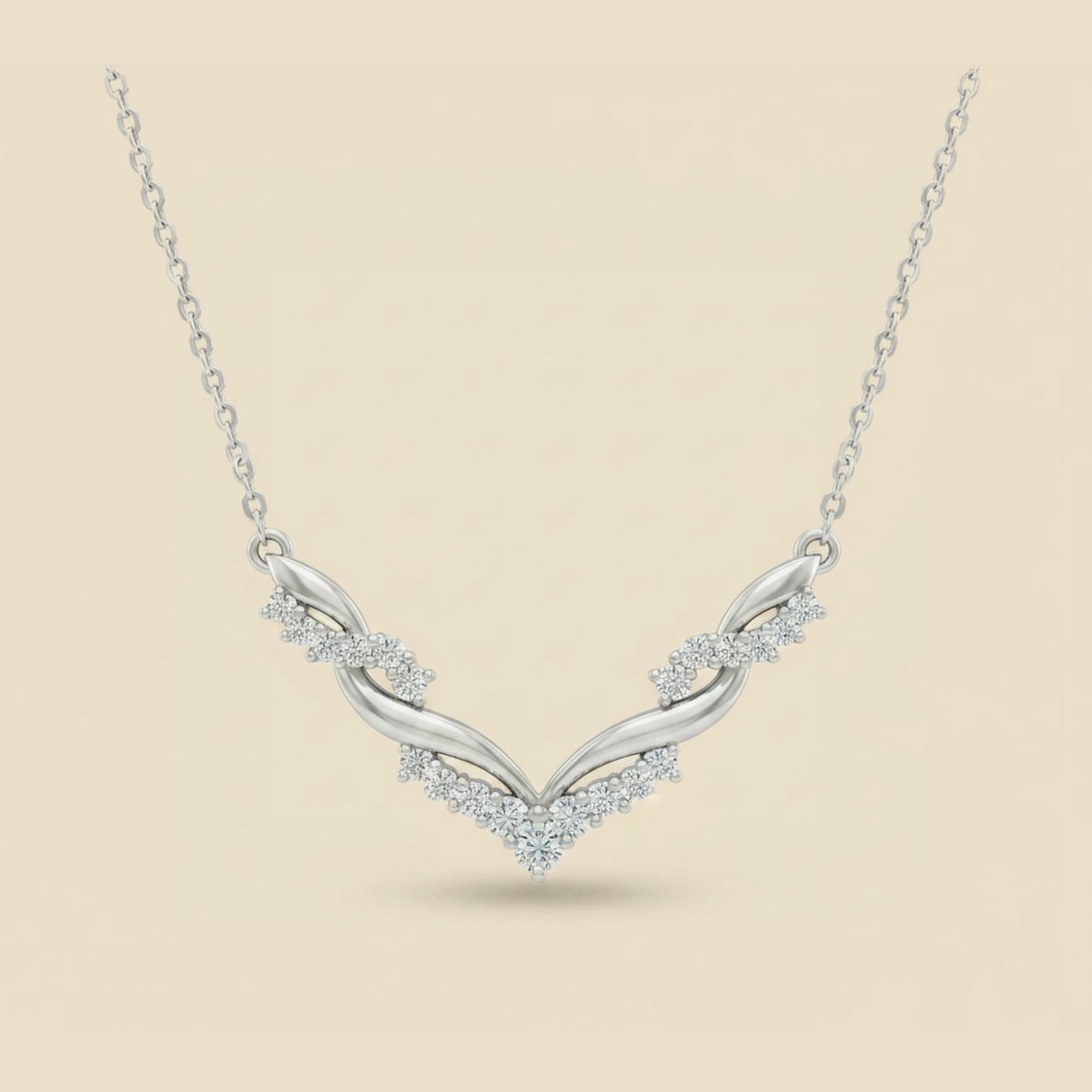 Diamond Wing Pendant in White Gold