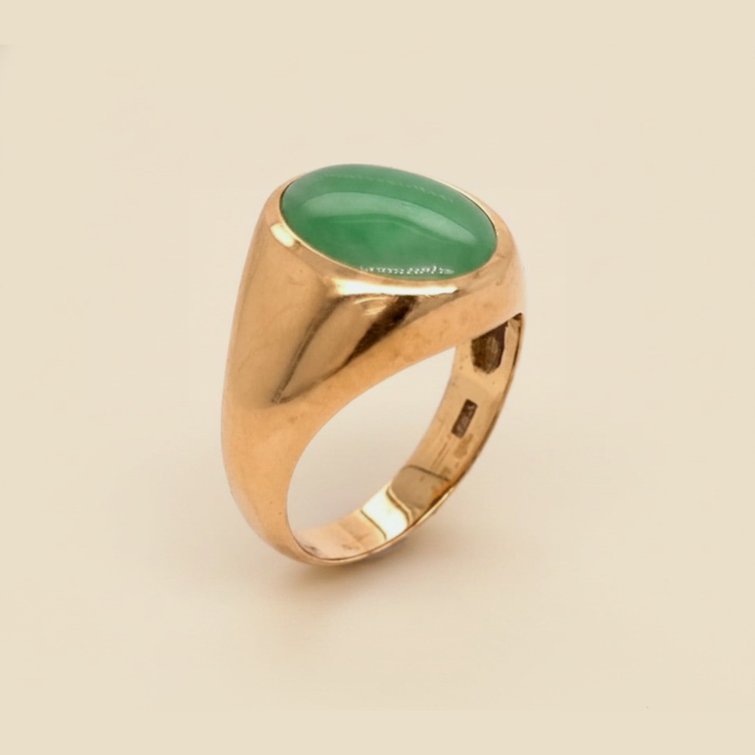 Gents Bezel Set Jade Ring – Empire Diamond