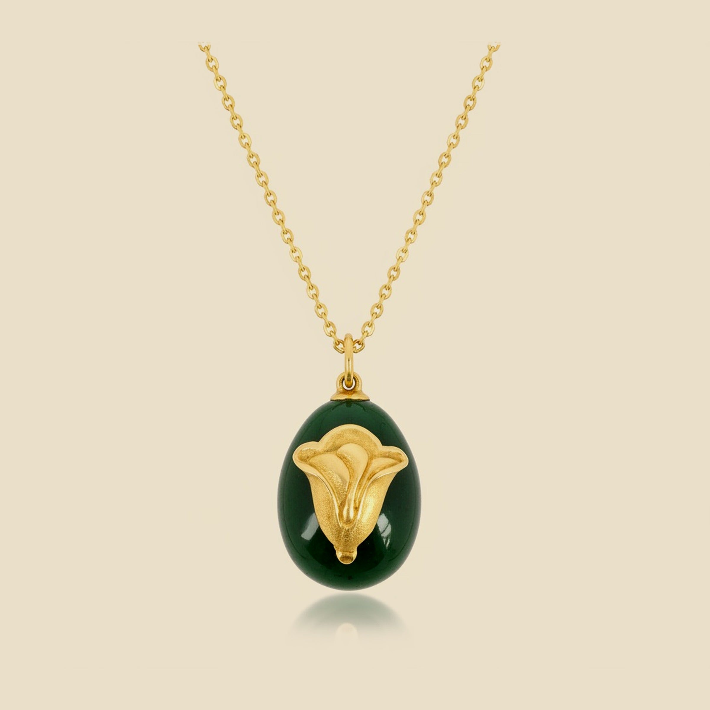 Greece Dark Green Jade Egg with Blooming Tulip – Empire Diamond