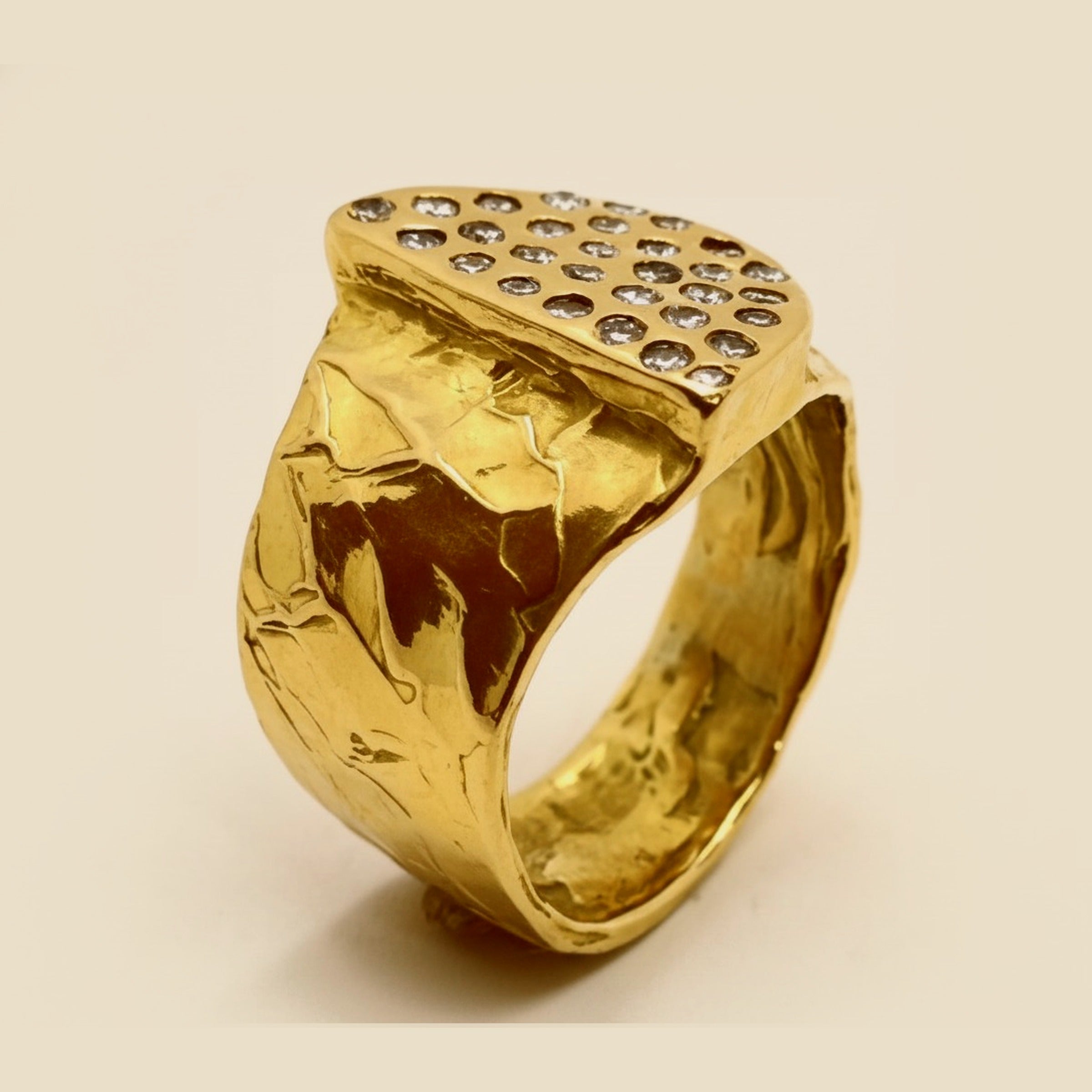 Hammered Yellow Gold Diamond Ring – Empire Diamond