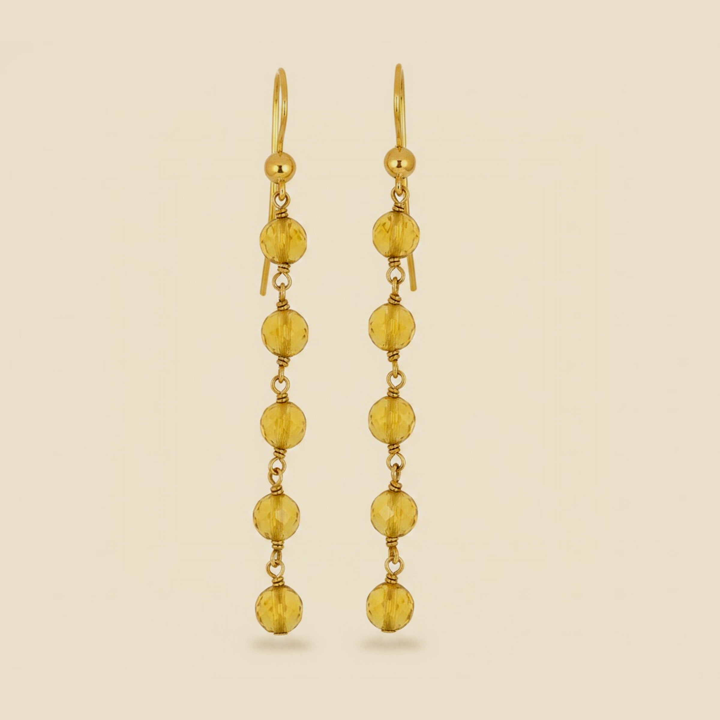 Handmade Long Yellow Gold Hanging Earrings