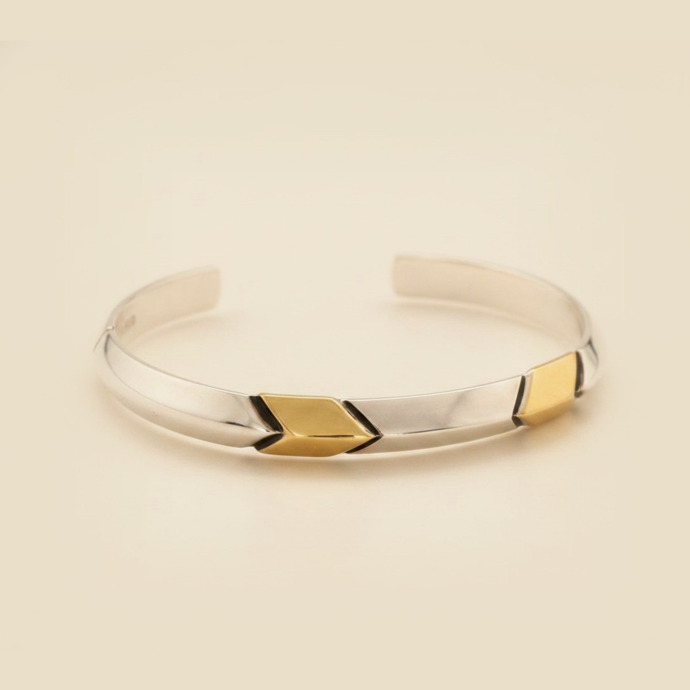 Handmade Sterling & 18k Yellow Gold Cuff Bracelet