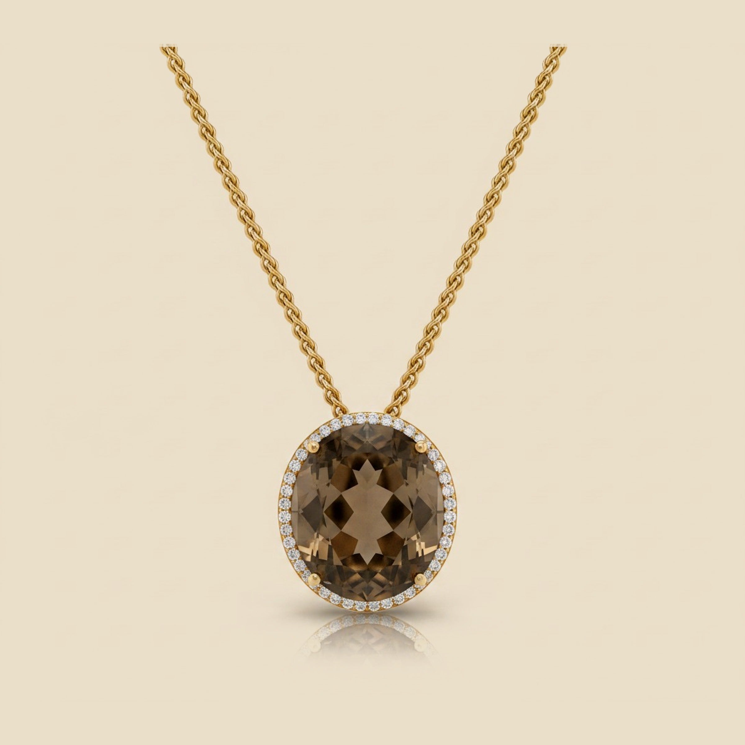 Italy, Yellow Gold Smokey Topaz & Diamond Circle – Empire Diamond