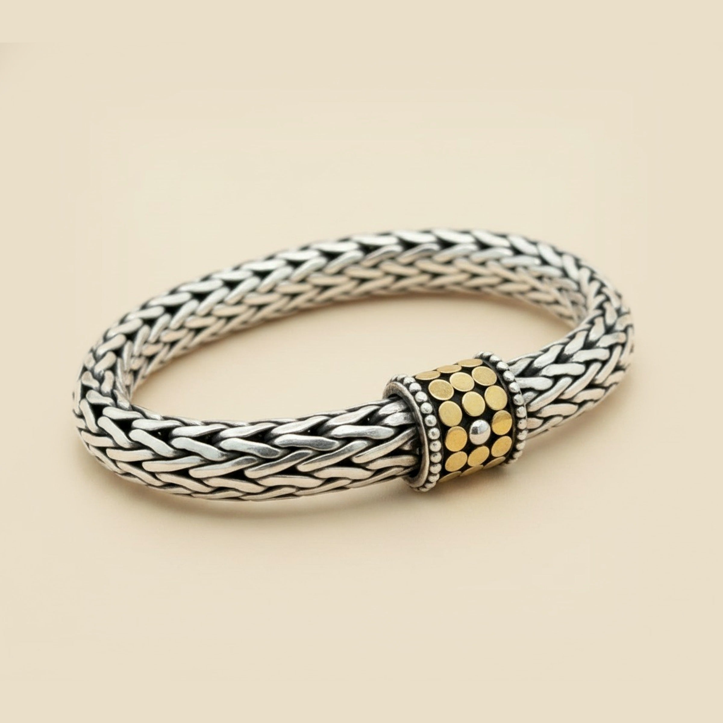 John Hardy 18k Gold Dot & Sterling Silver Braided bracelet