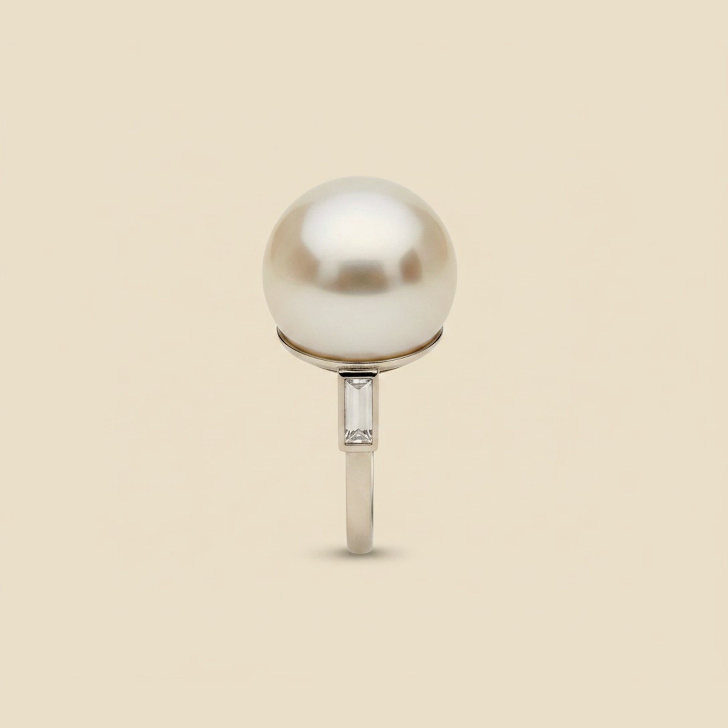 Large Mabe Pearl set in Platinum Cocktail Ring – Empire Diamond – view 2