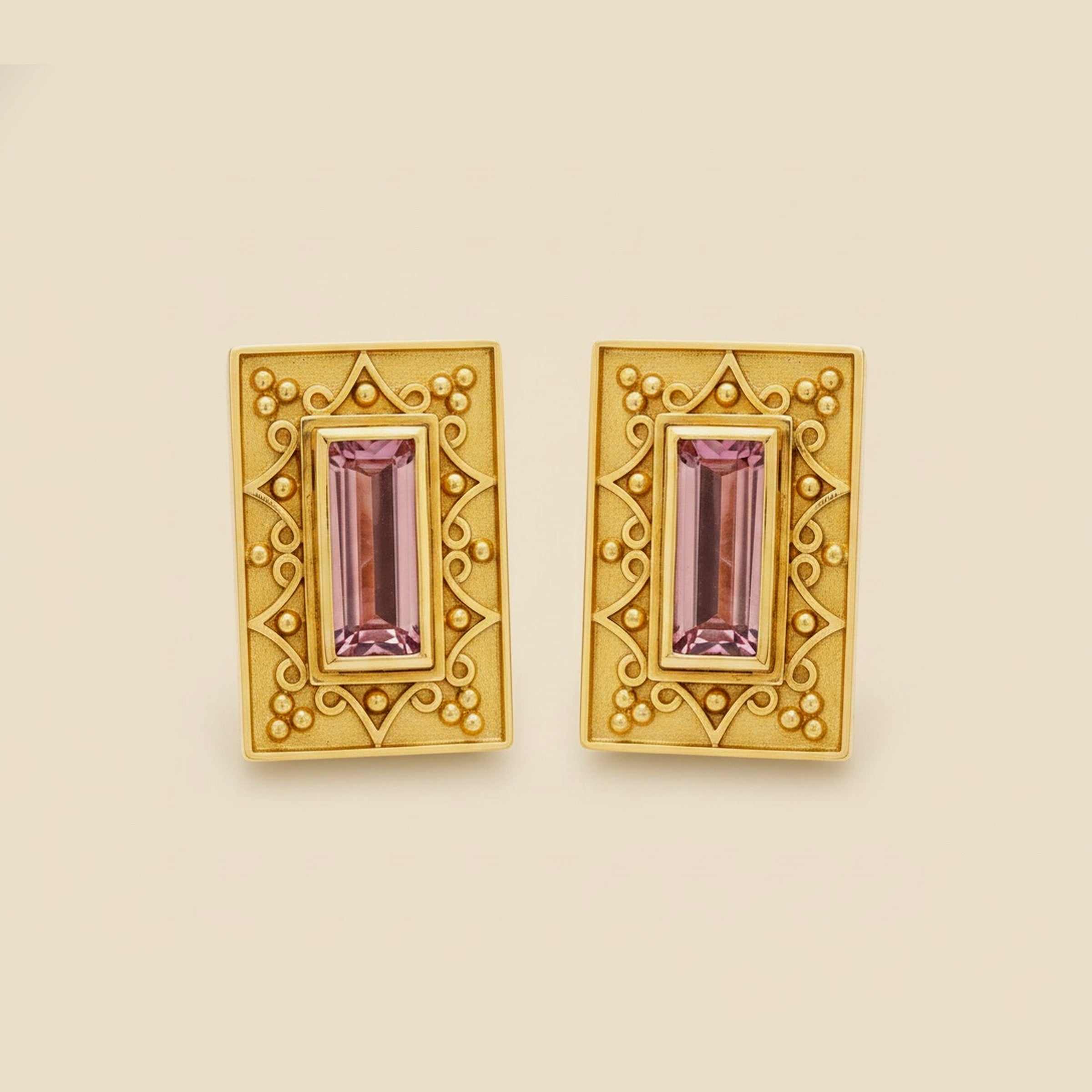Large Yellow Gold Rectangular Earrings with Precious Topaz – Empire Diamond
