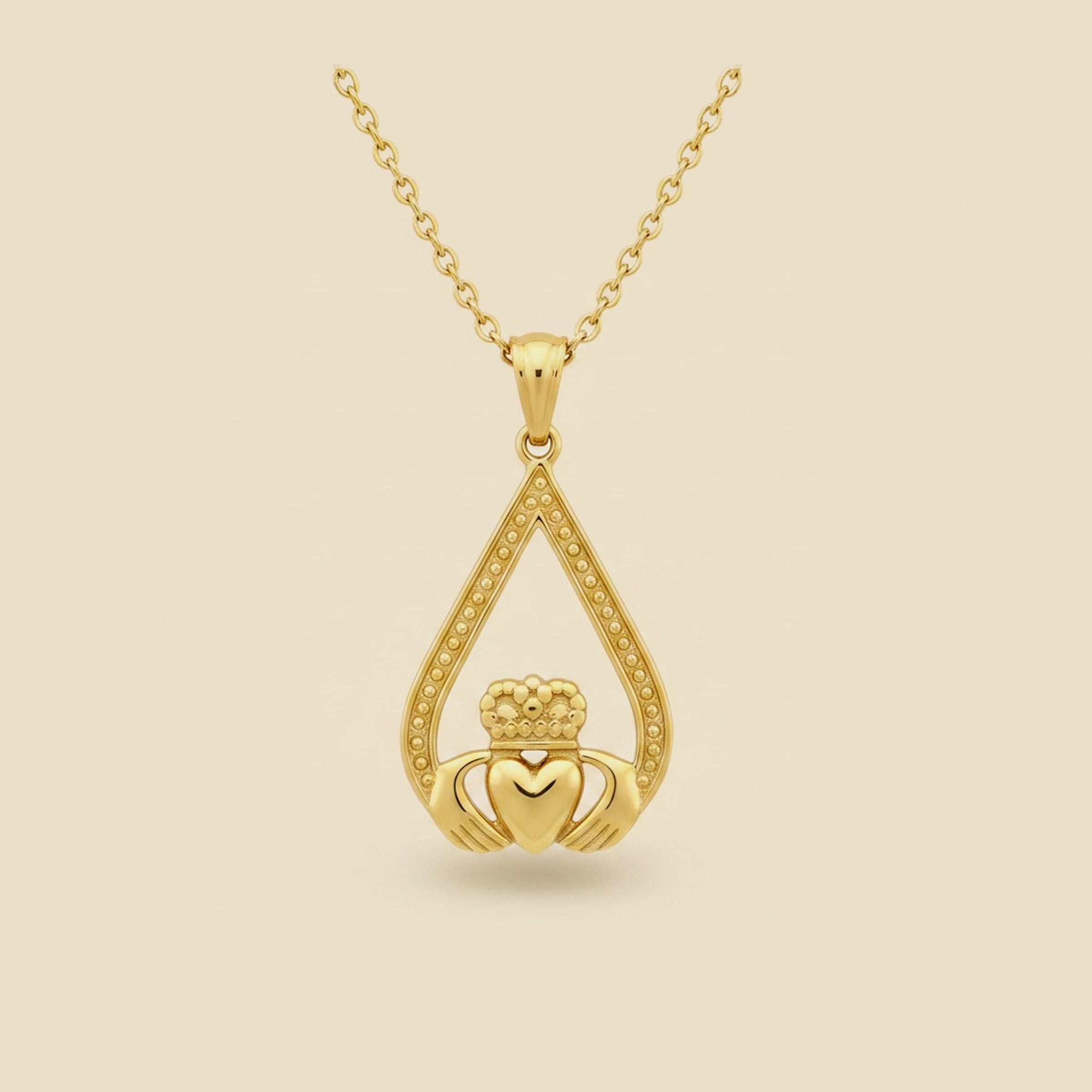 "Made in Ireland" 9K Claddagh Pendant Necklace – Empire Diamond