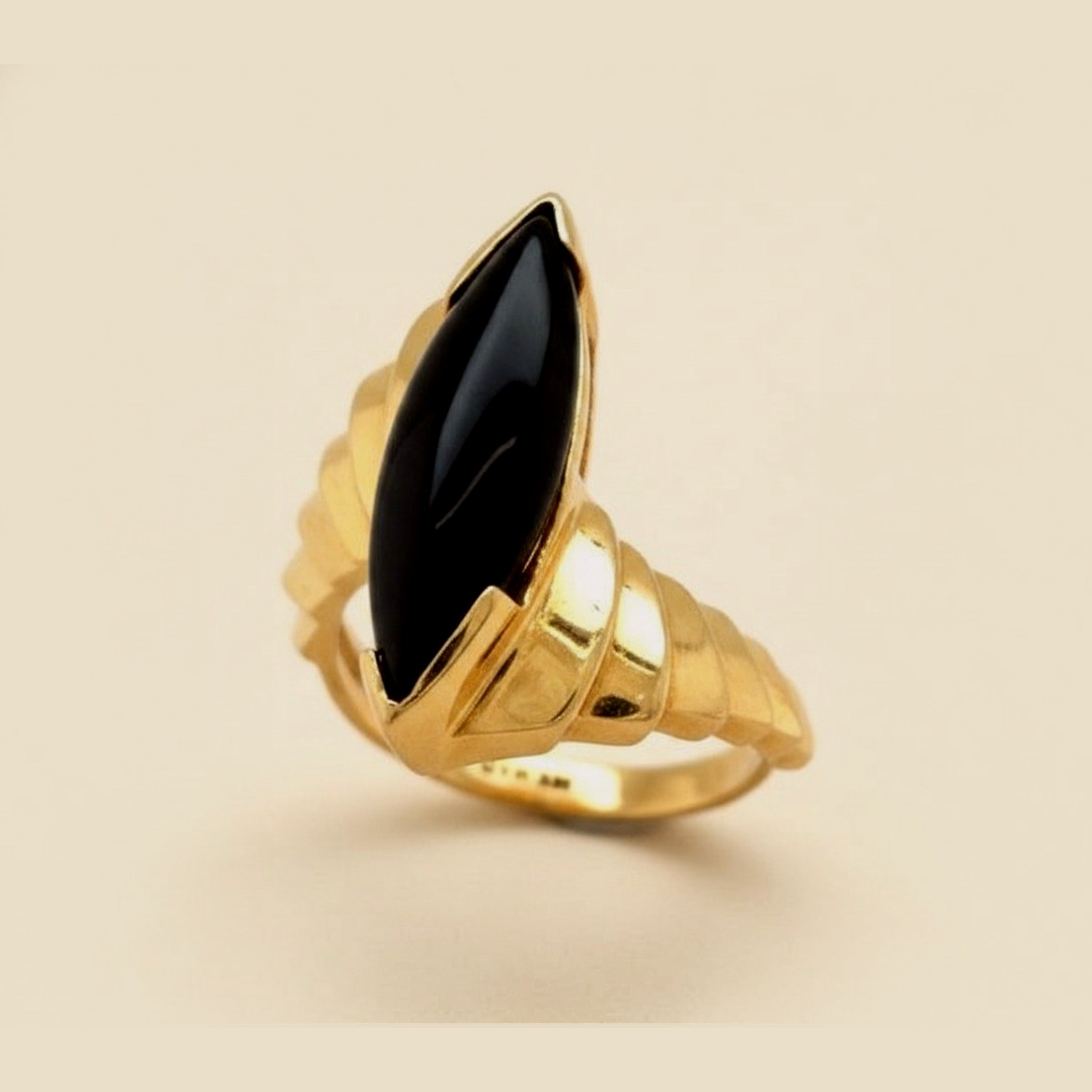Marquise Shaped Ridged Bypass Ring