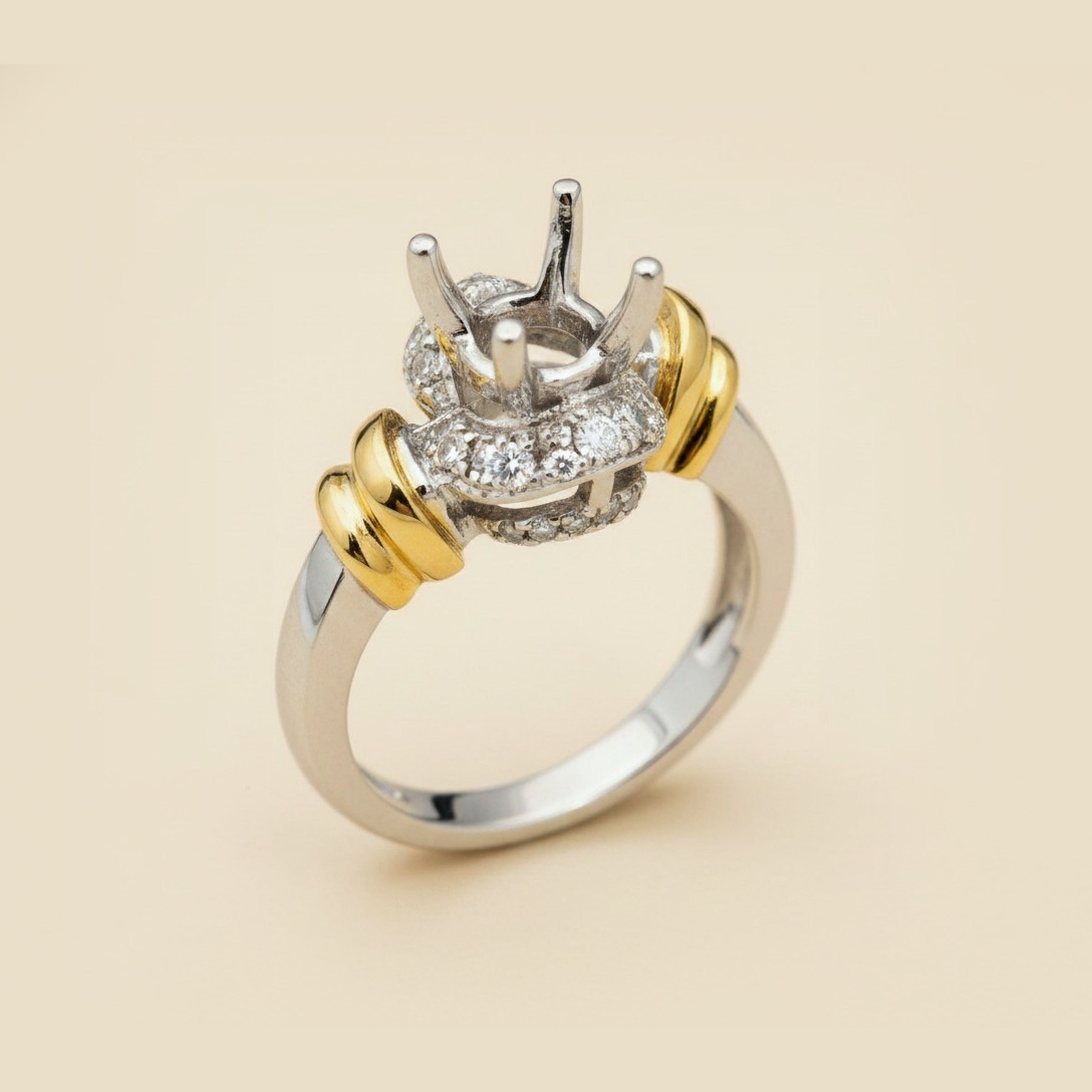 Martin Flyer 4 Prong Platinum & Yellow Gold Diamond Setting