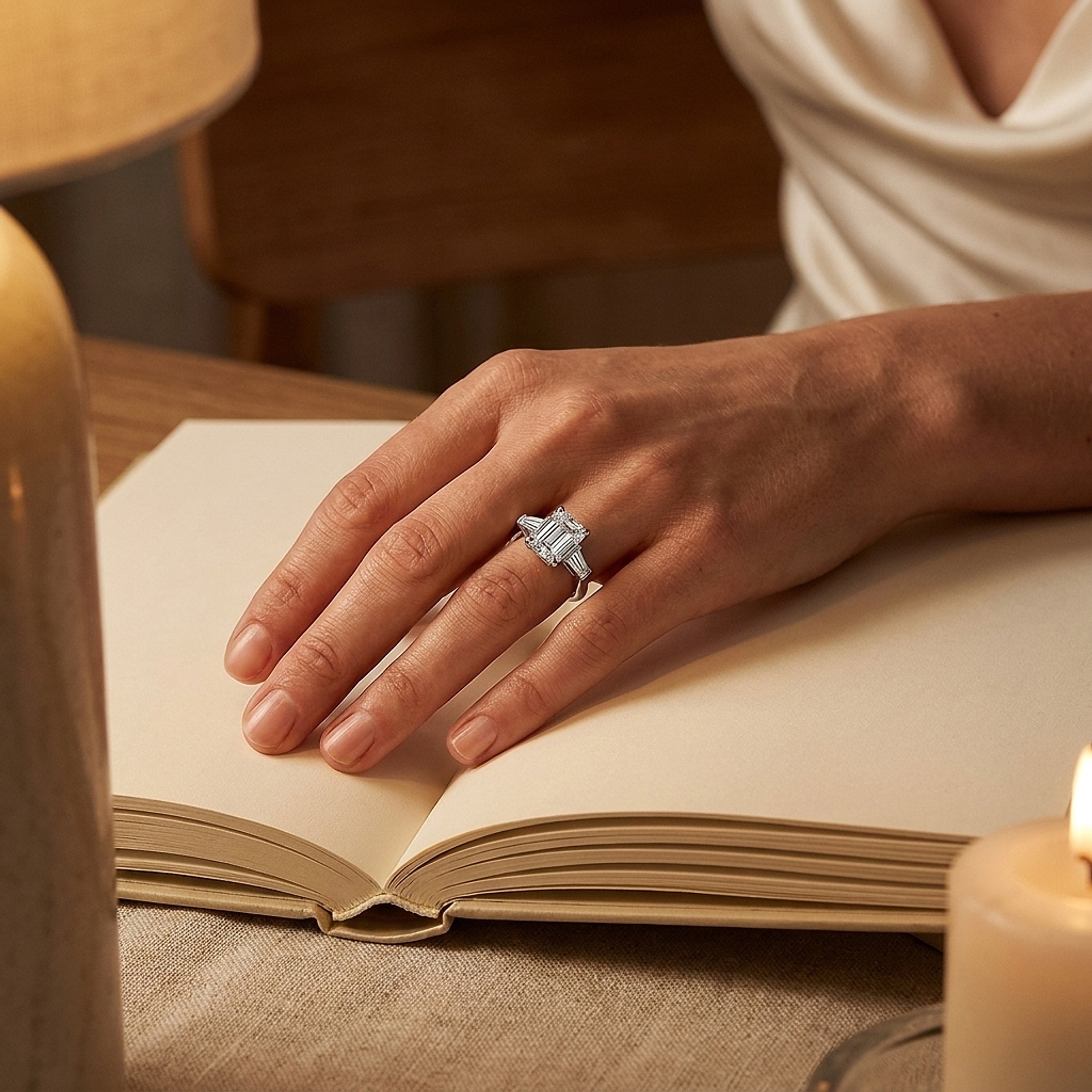3.06ct. Emerald Cut Diamond and Platinum Engagement Ring