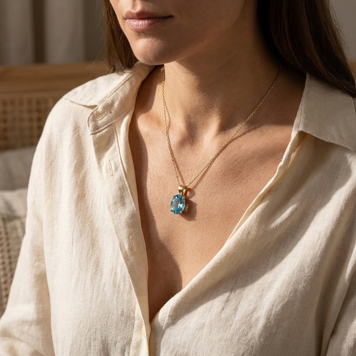 Vintage H. Stern 18K Yellow Gold Blue Topaz Pendant