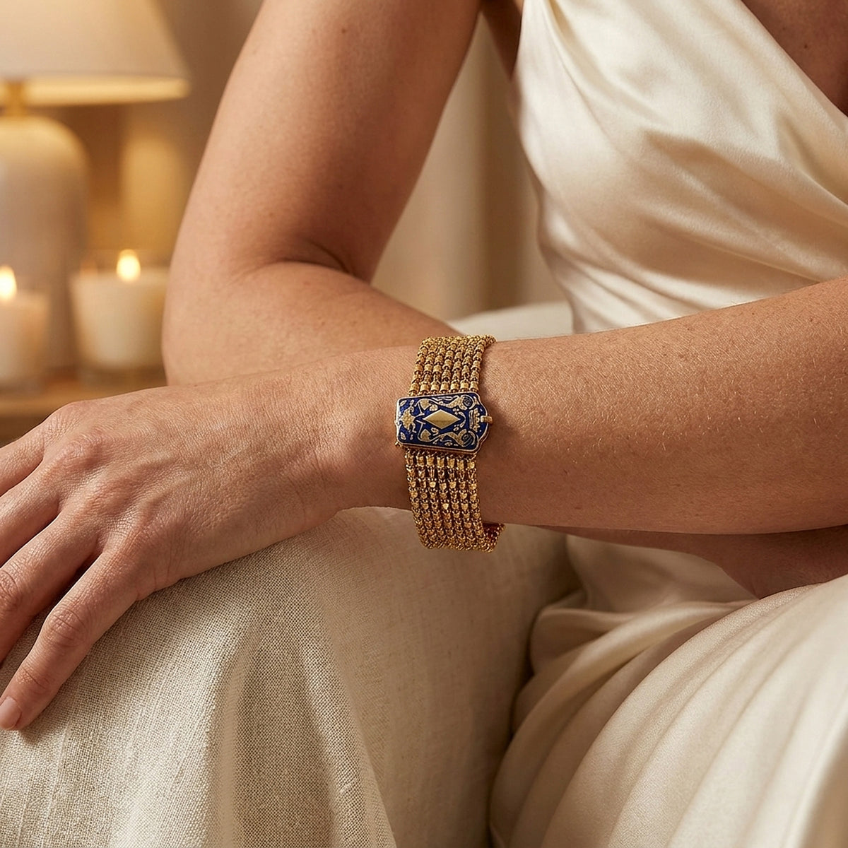 22K Yellow Gold Eight-Row Handmade Bracelet