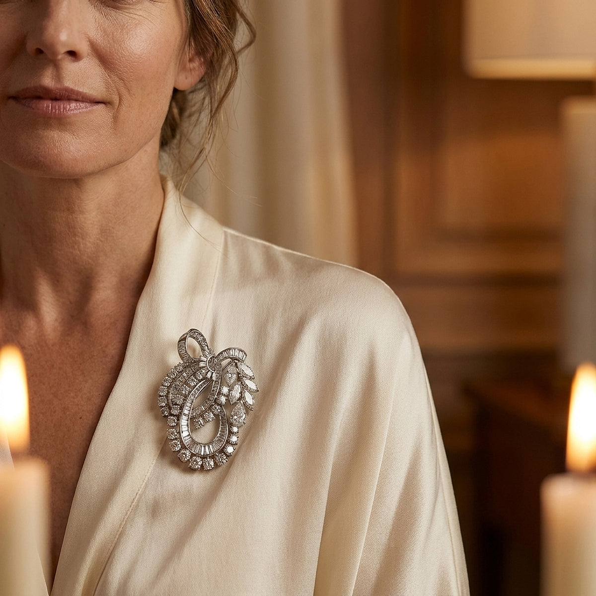 Large Platinum Brooch and Pendant