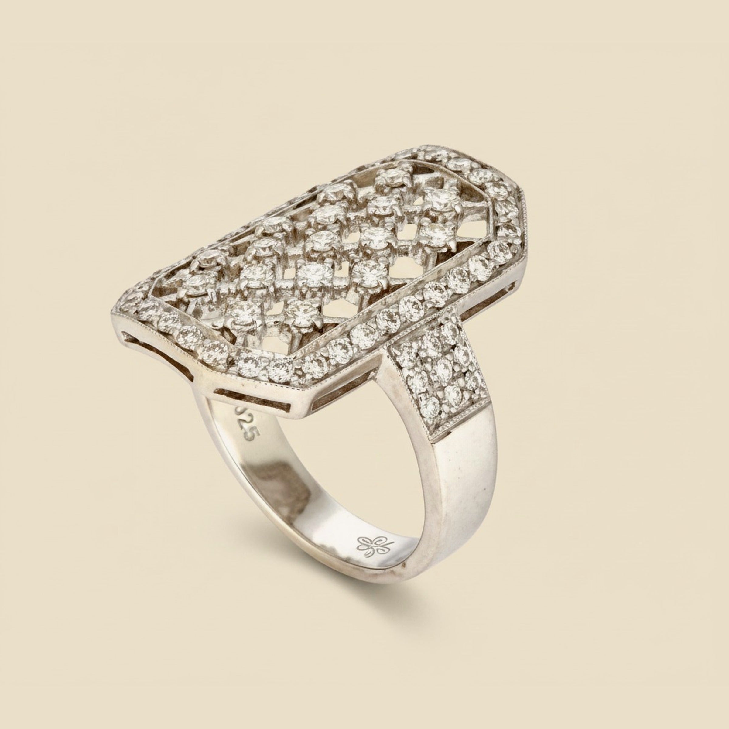 Open Work Octagon Diamond Dinner Ring – Empire Diamond
