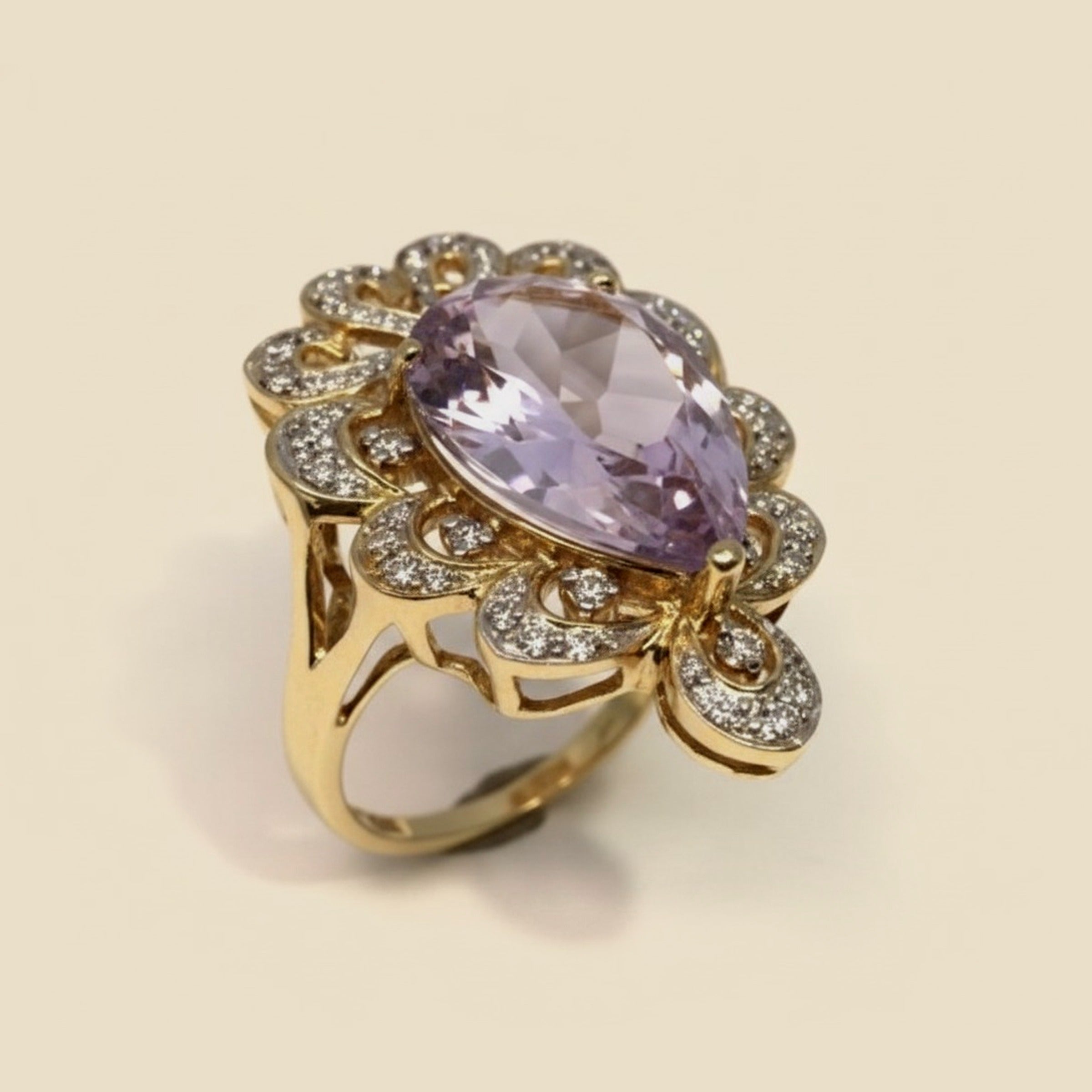 Pear Shaped Morganite Stone in a Large Attractive Setting – Empire Diamond