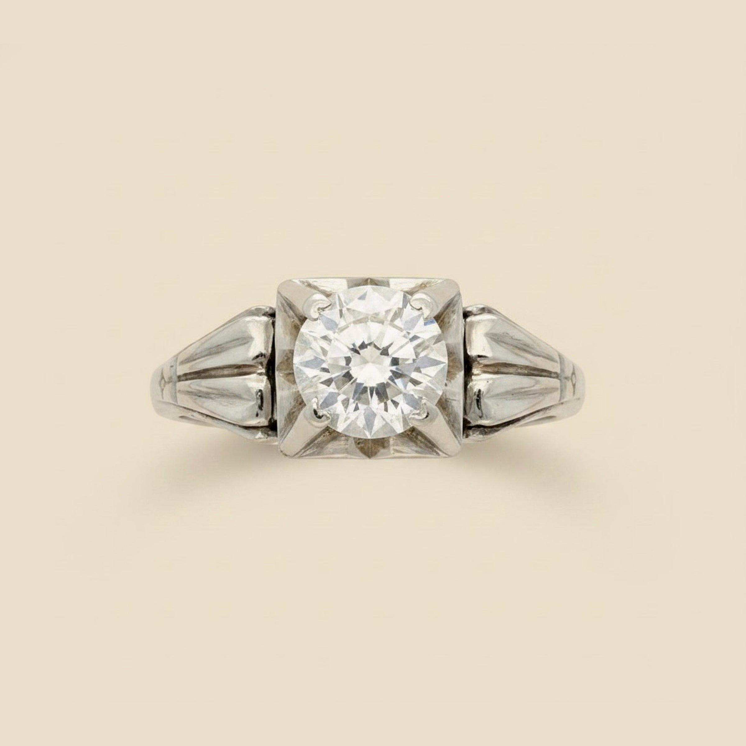 Platinum 1940's Diamond Solitaire Engagement Ring
