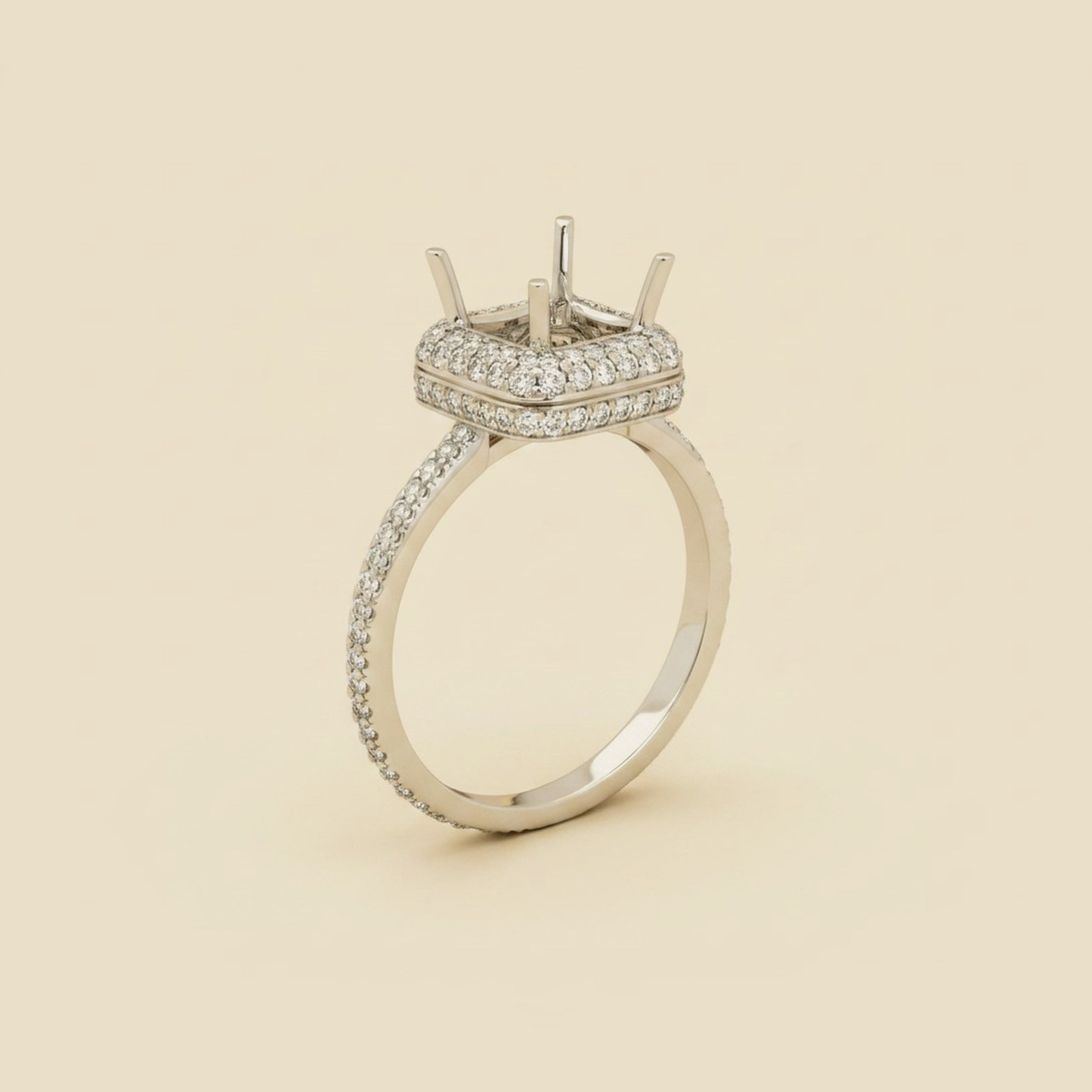 Platinum 4 Prong Diamond Halo Setting