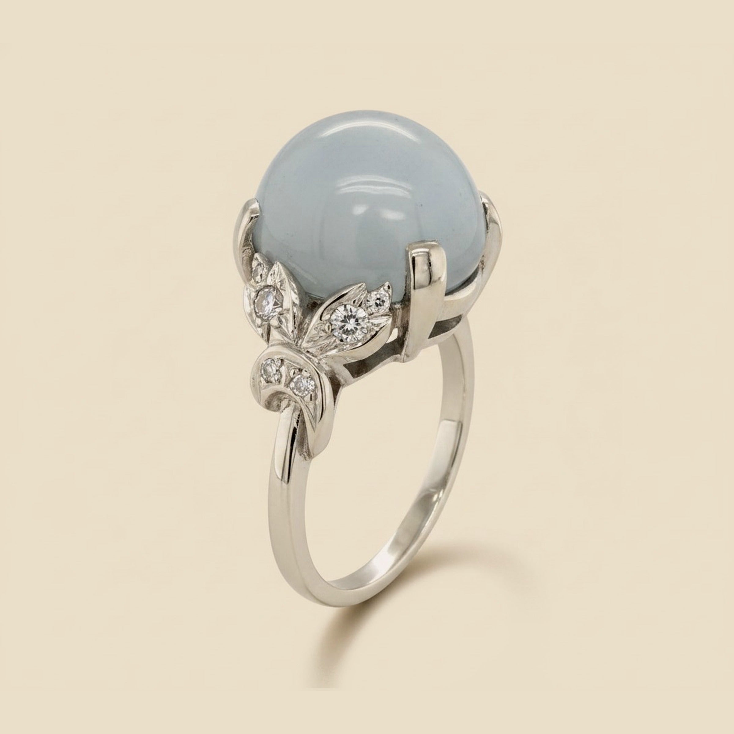 Platinum Cabochon Star Sapphire & Diamond Ring