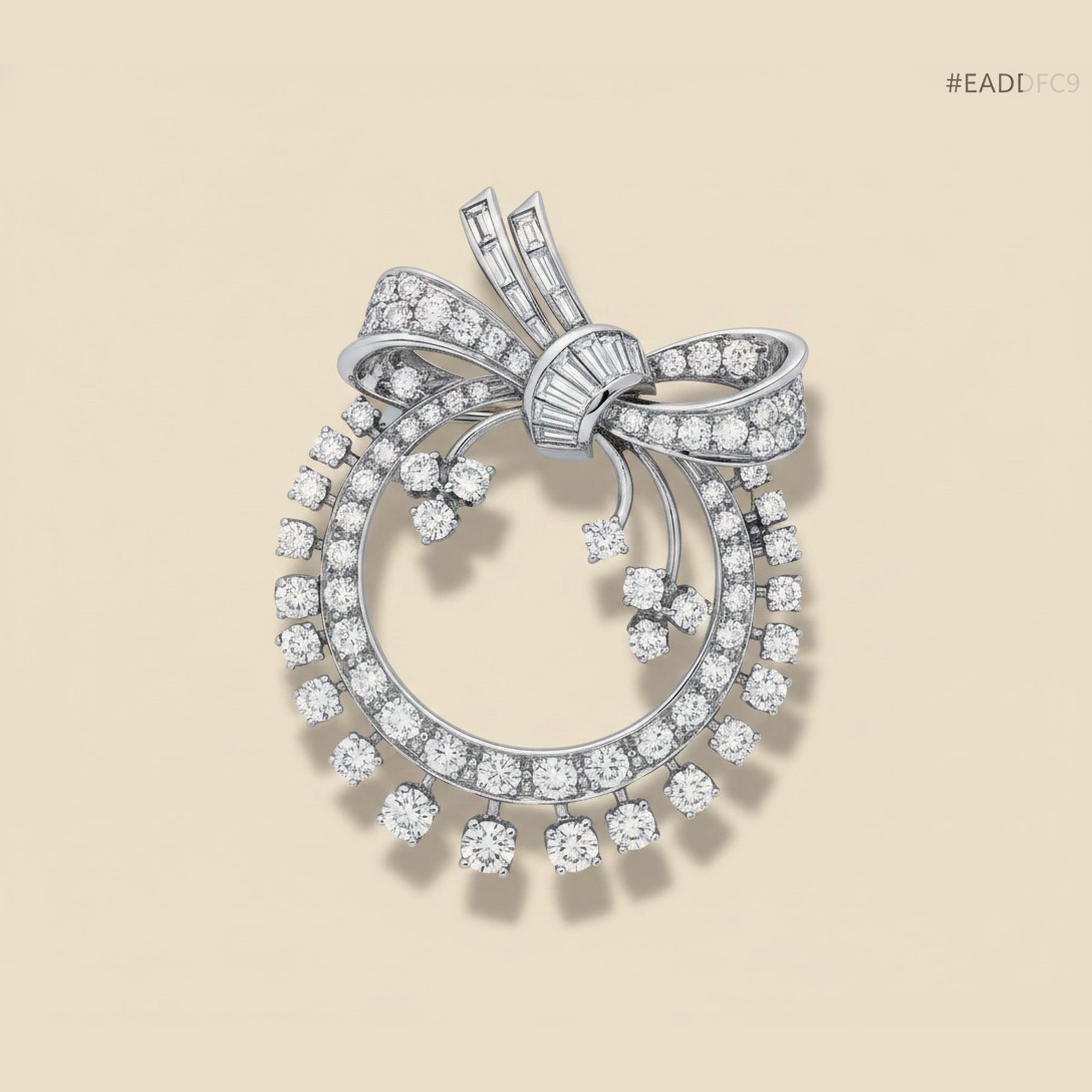 Platinum Diamond Bow Pin/Pendant