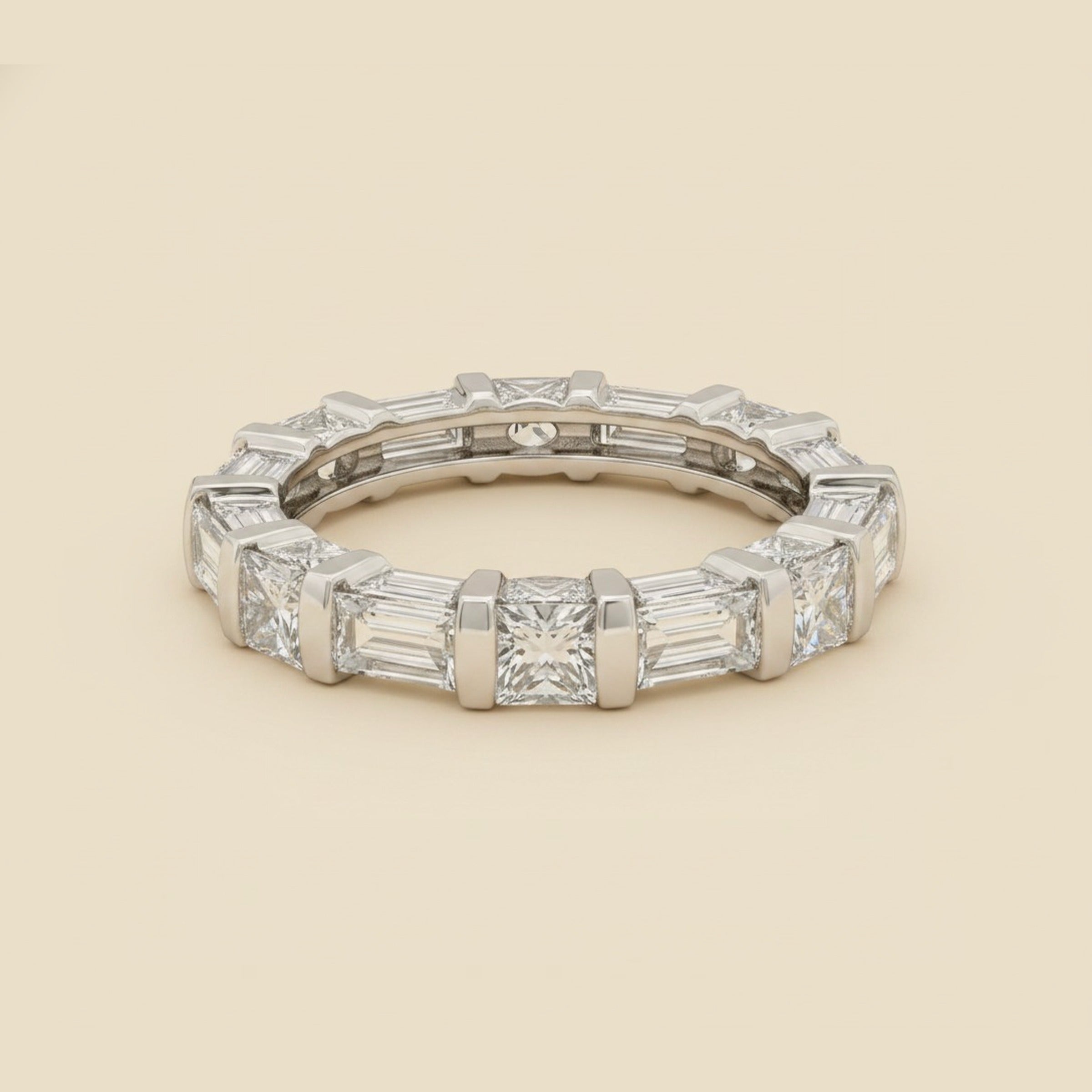 Platinum Diamond Eternity Band with baguettes and princess cuts. – Empire Diamond