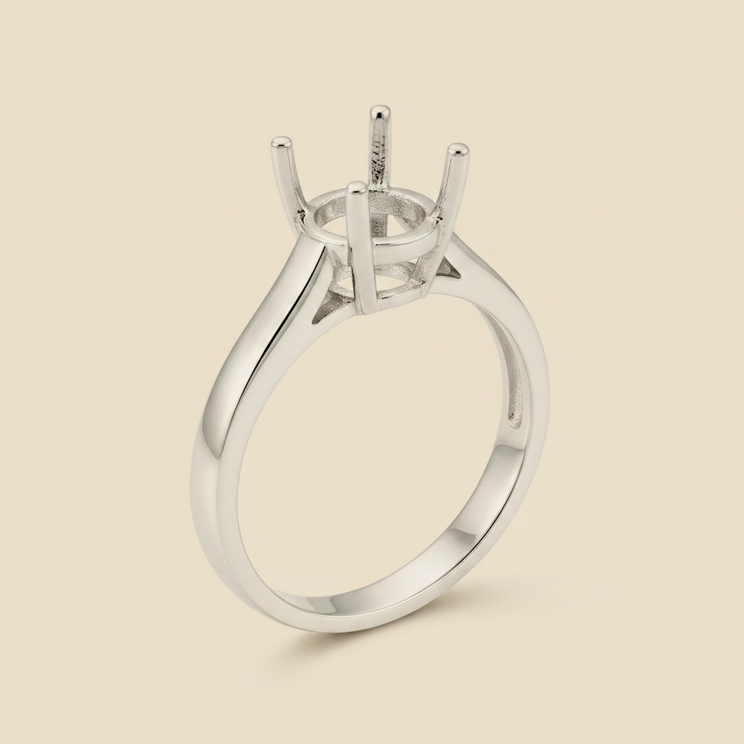 Platinum Solitaire Engagement Ring - 4 Prongs regular Basket Style