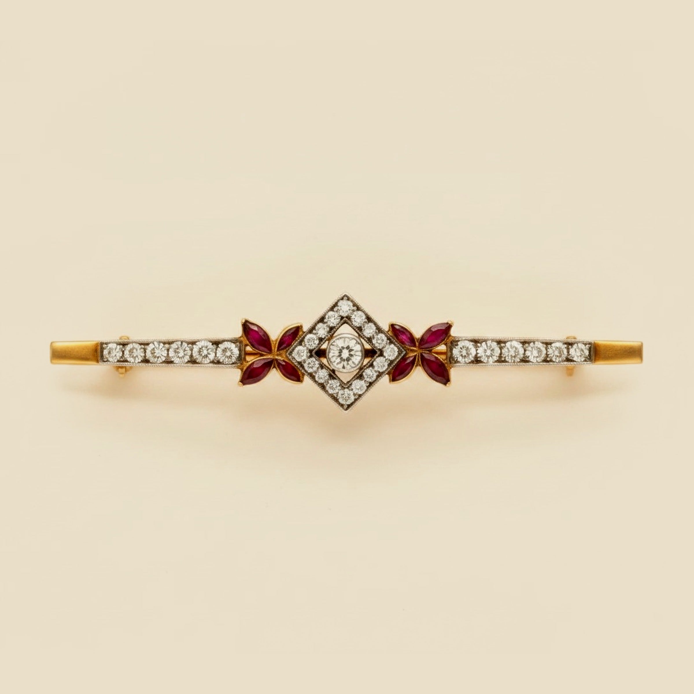 Platinum/Yellow Gold Diamond Bar Pin – Empire Diamond