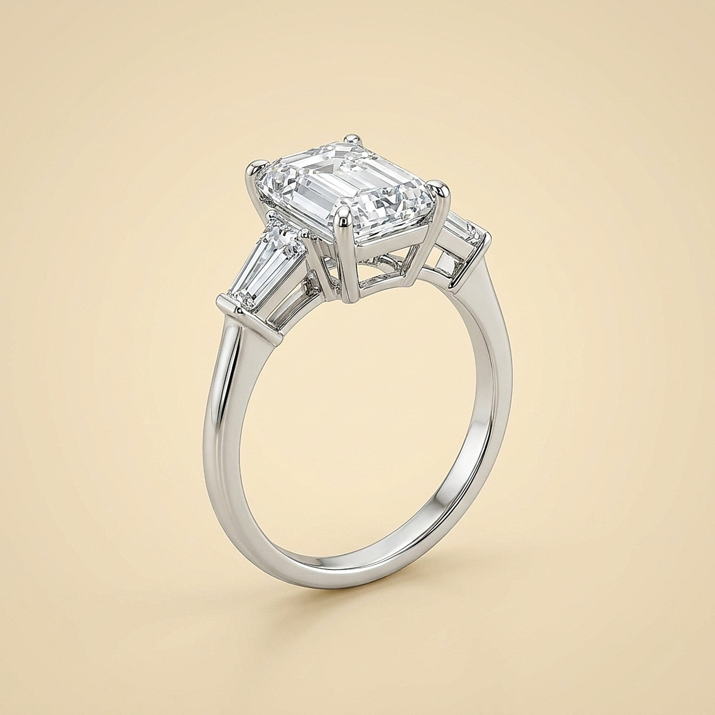 3.06ct. Emerald Cut Diamond and Platinum Engagement Ring