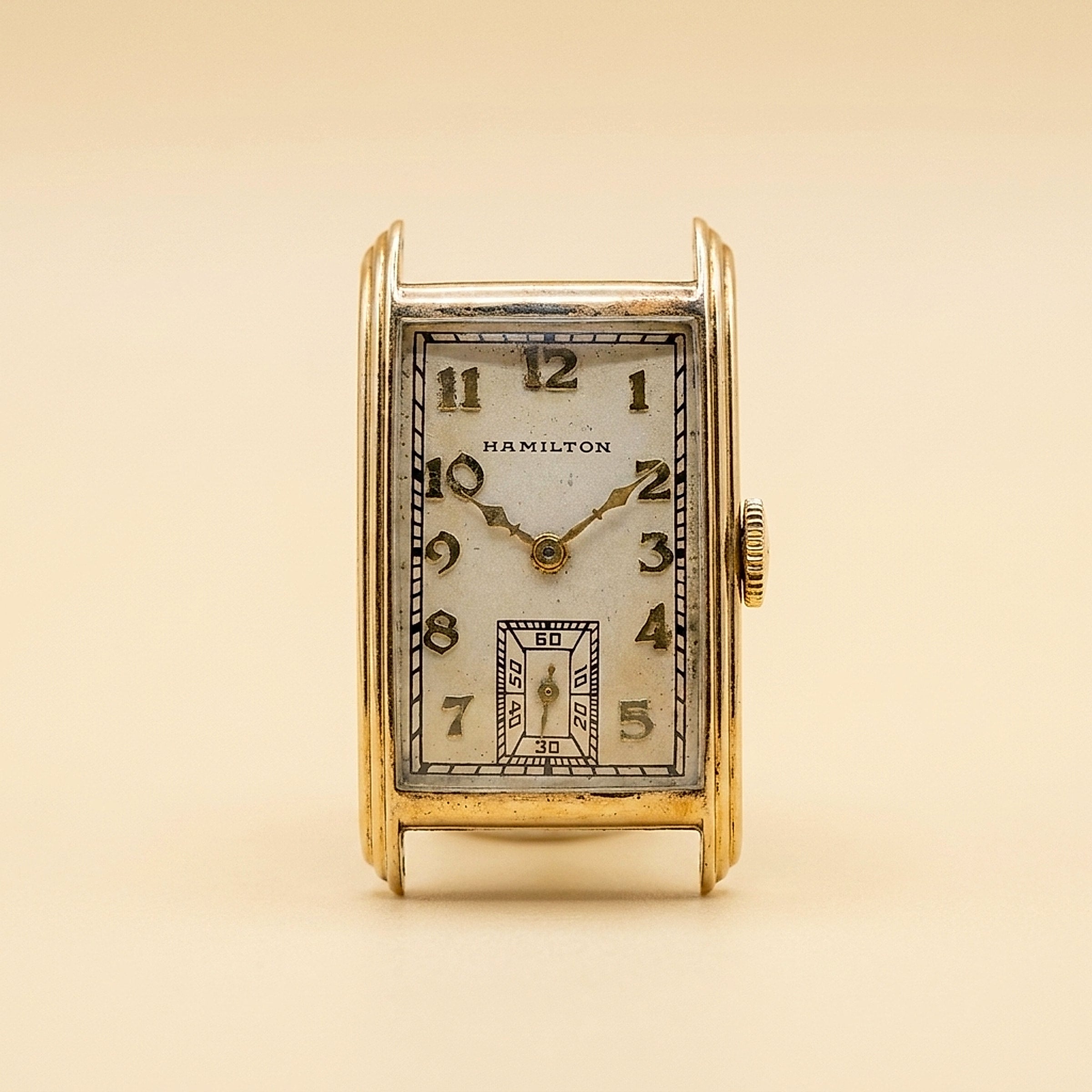 Hamilton Sherwood/Seneca 14K Yellow Gold Art Deco Tank Watch