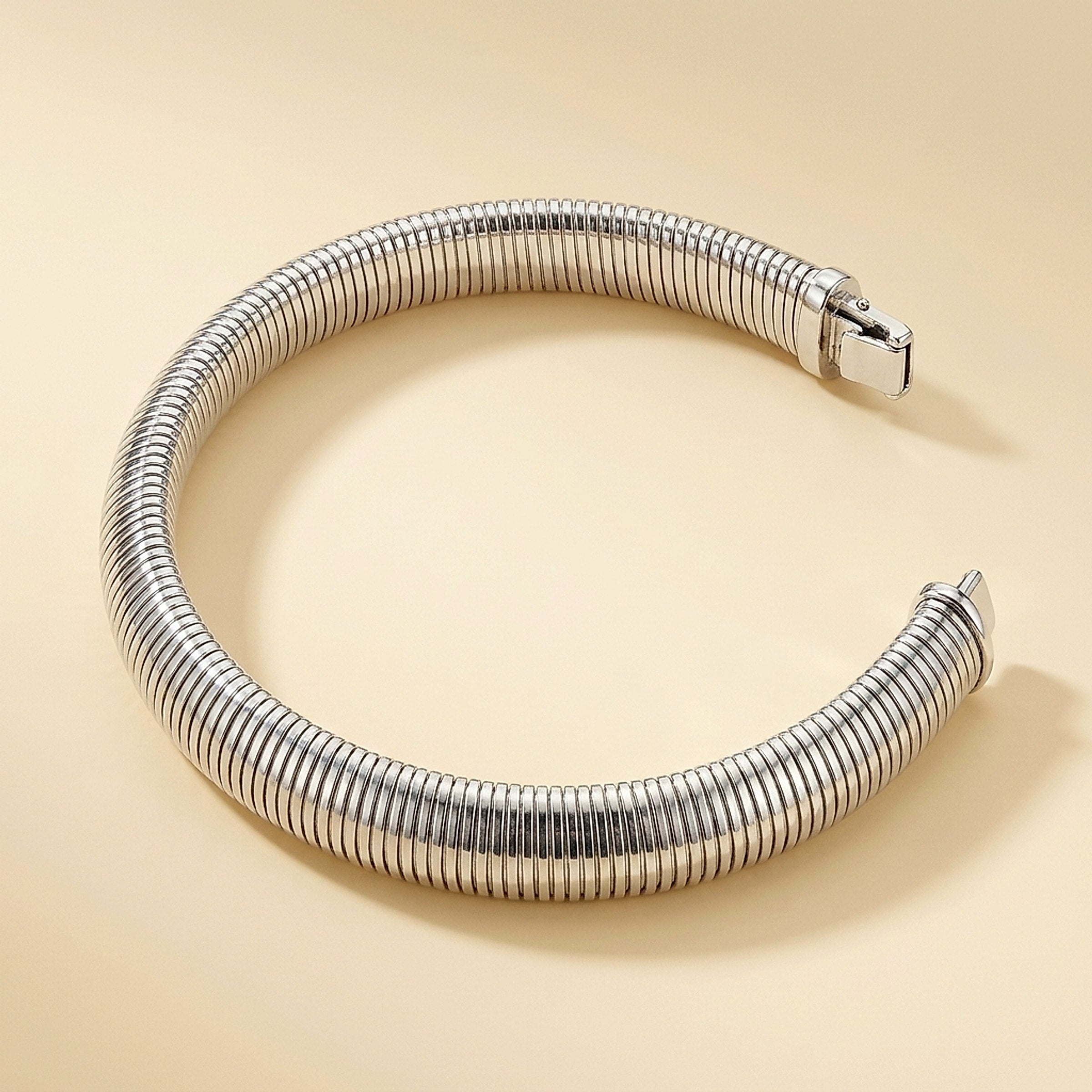 14K White Gold Handcrafted Tubogas Bracelet