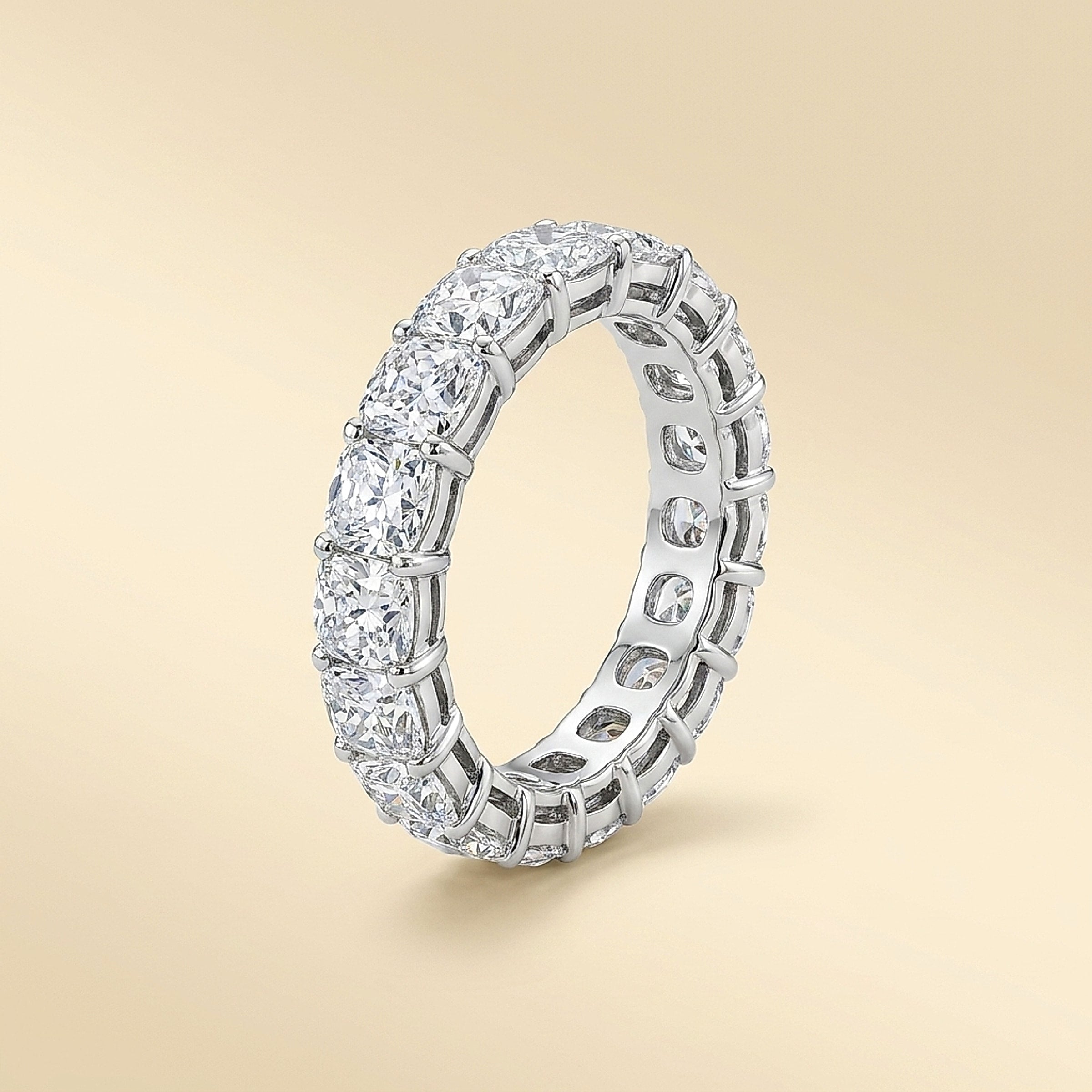 Platinum Cushion Cut Diamond Eternity Band