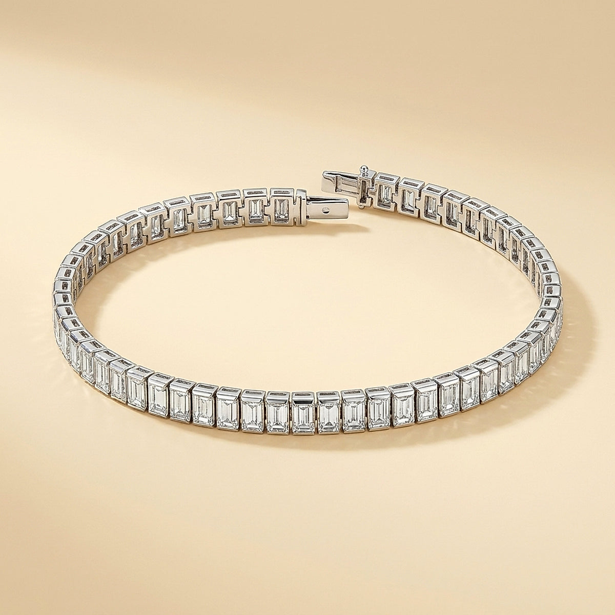 1950s Platinum and Emerald Cut Diamond Bracelet