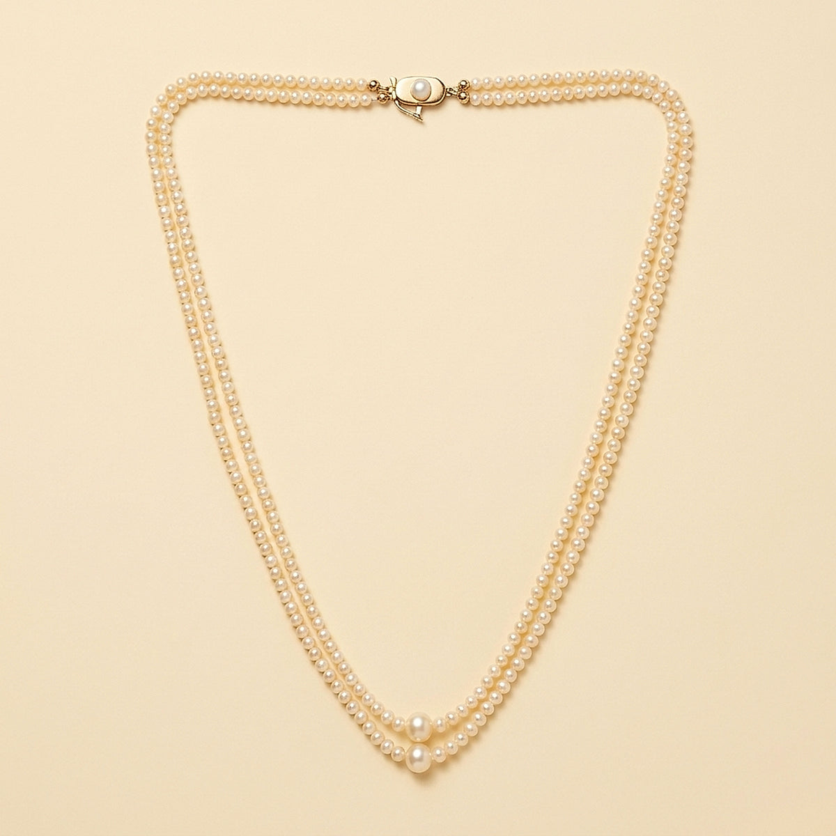Victorian Natural Pearl Double Strand Necklace