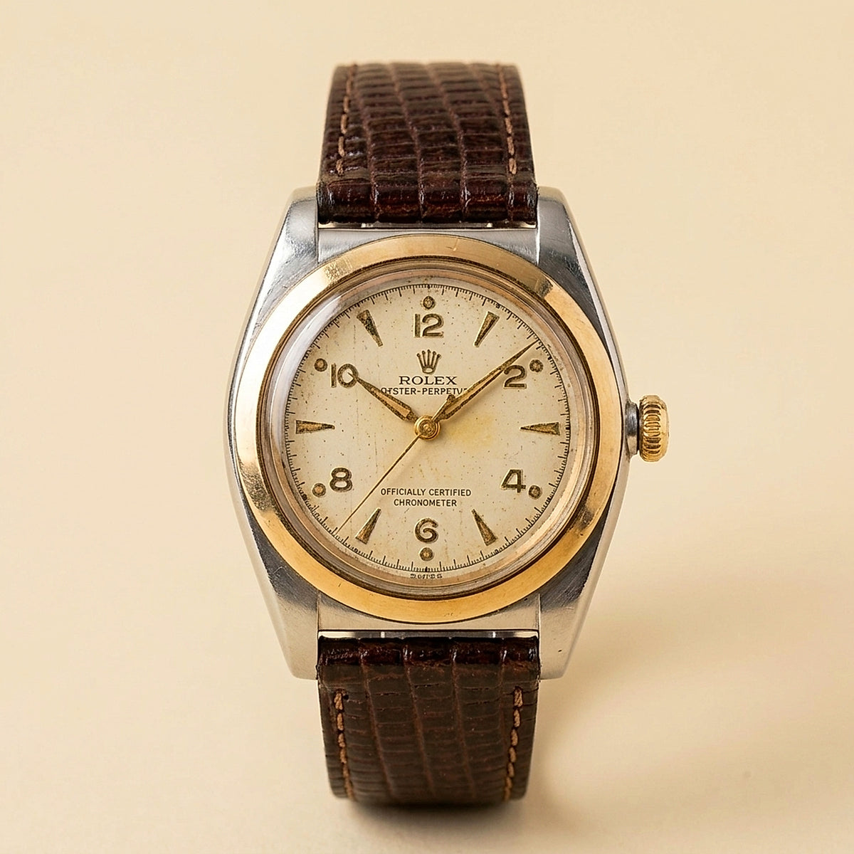 Rolex Bubbleback Reference 3372 Stainless Steel and 14K Yellow Gold Watch