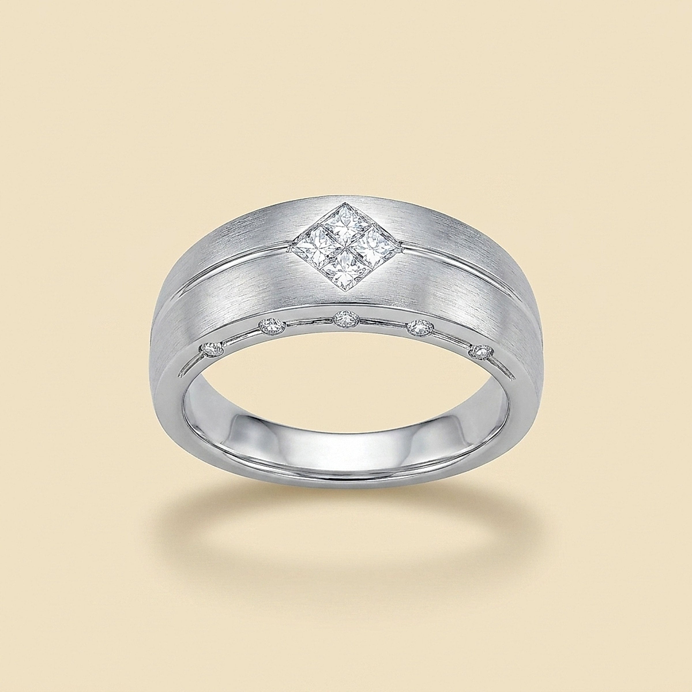14K White Gold Diamond Band