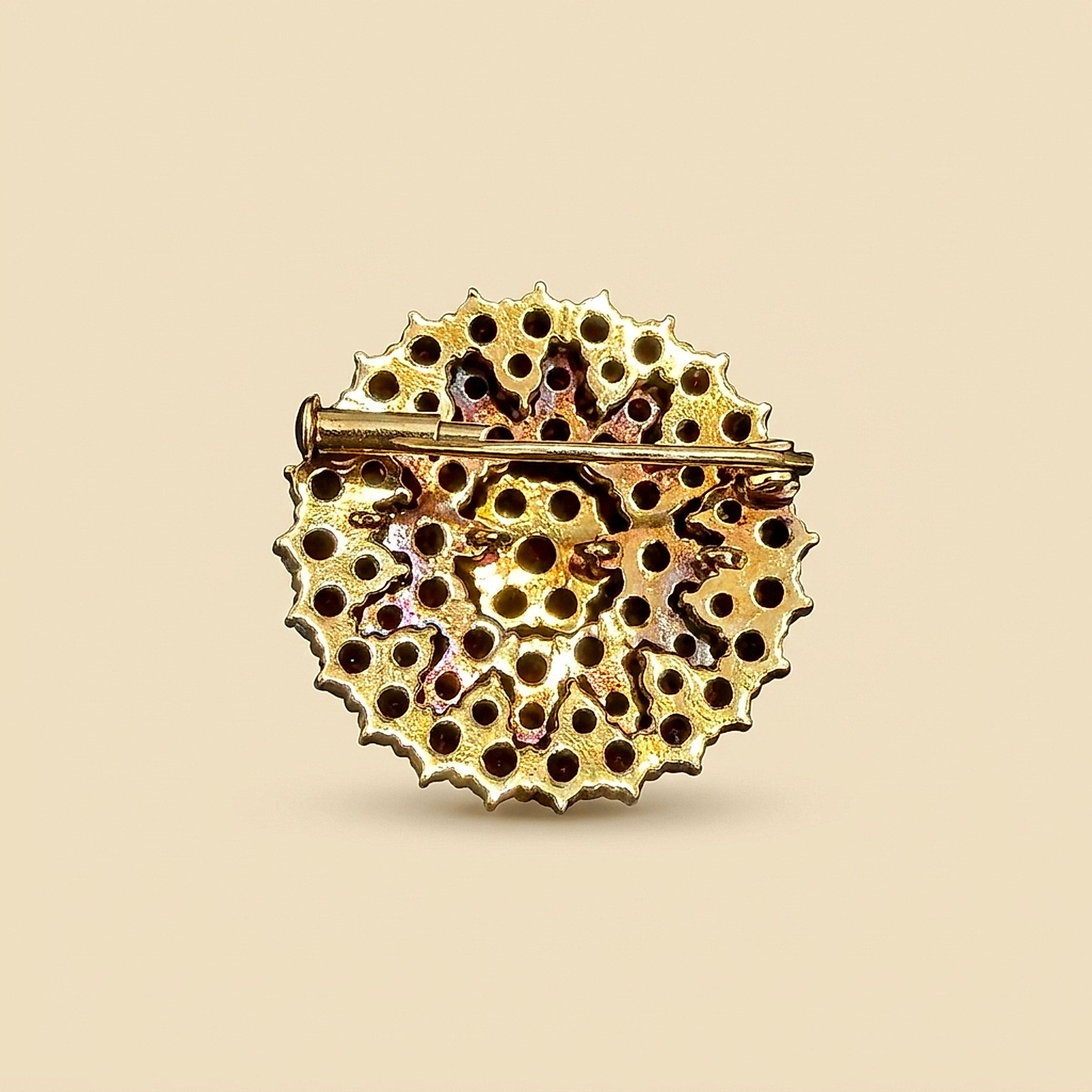 Victorian 14K Yellow Gold and Garnet Circle Pin