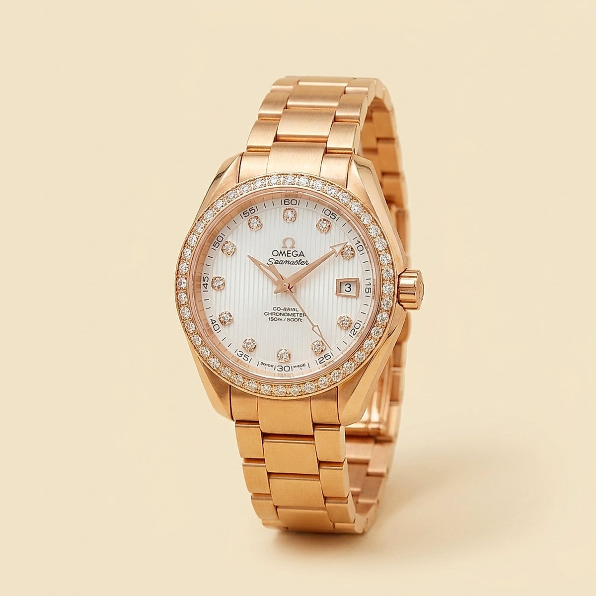 Omega Seamaster Aqua Terra 18K Yellow Gold and Diamond Watch