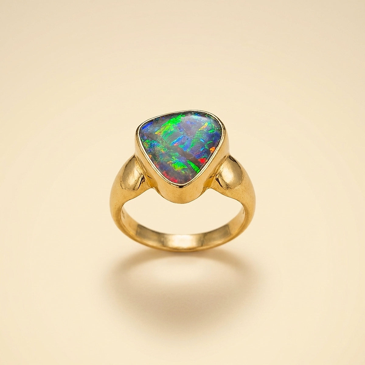 18K Yellow Gold Bezel-Set Opal Ring