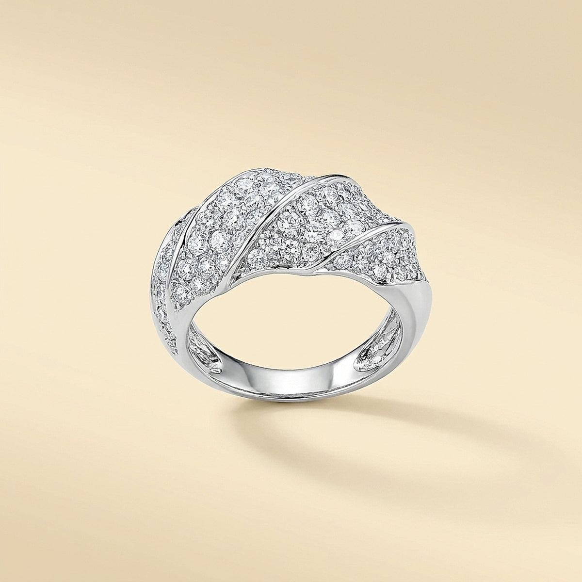 14K White Gold Sectional Diamond Cluster Ring