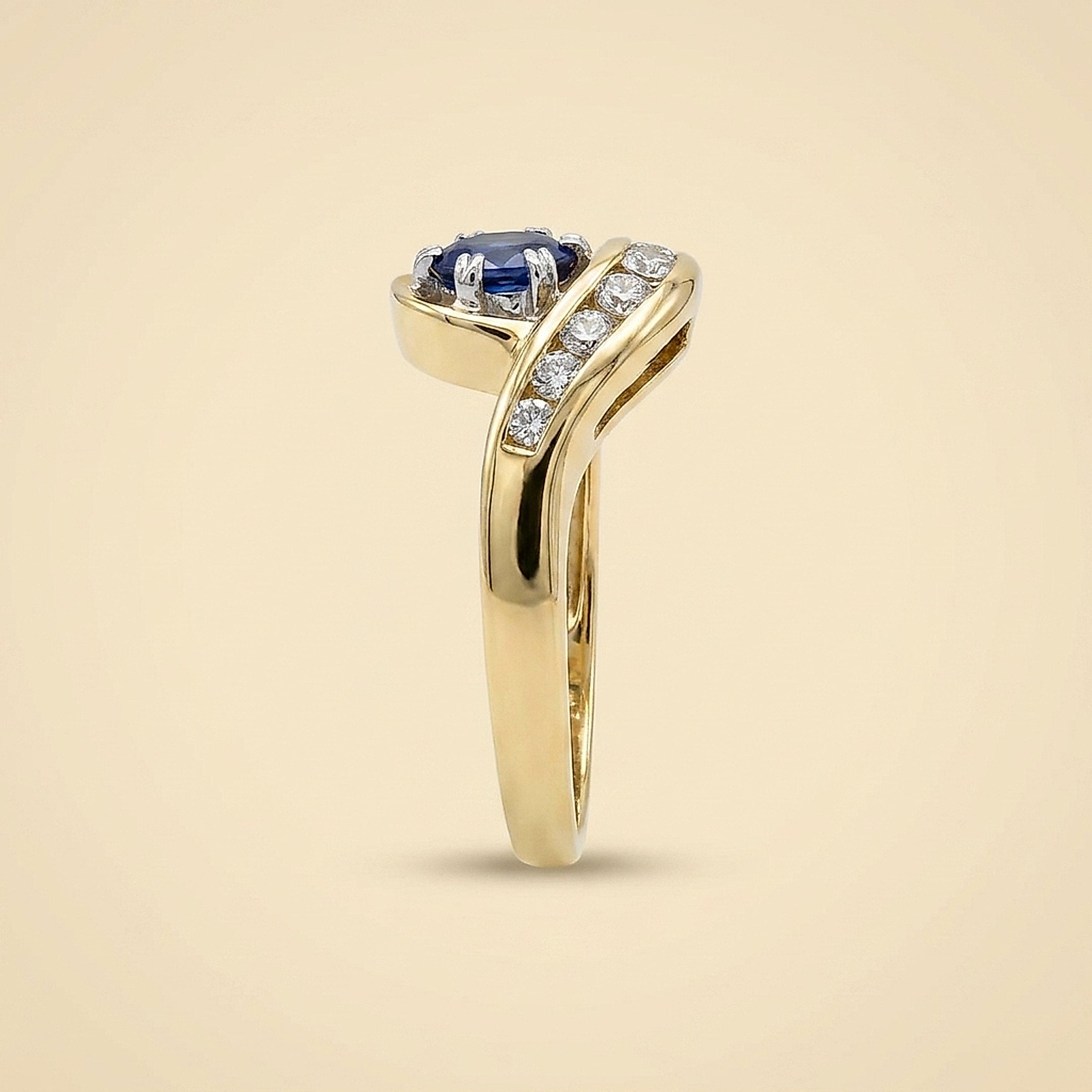 18K Gold Kashmir Sapphire and Diamond Cocktail Ring, ca. 1960s