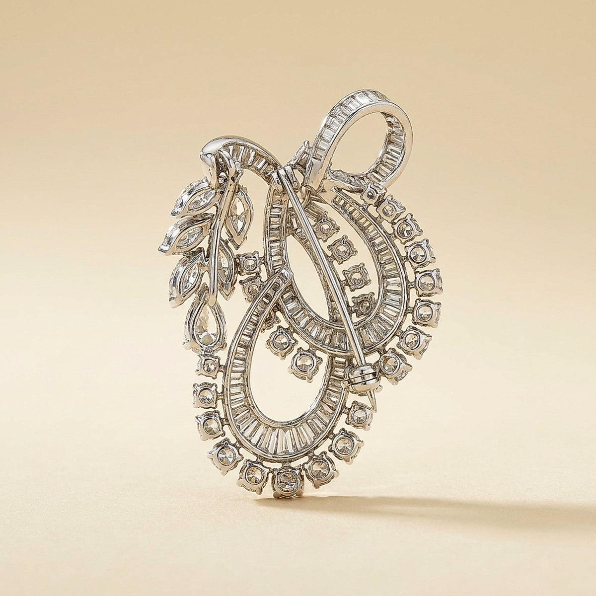 Large Platinum Brooch and Pendant