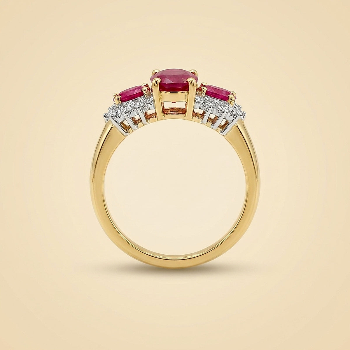 14K Yellow Gold Ruby and Diamond Ring