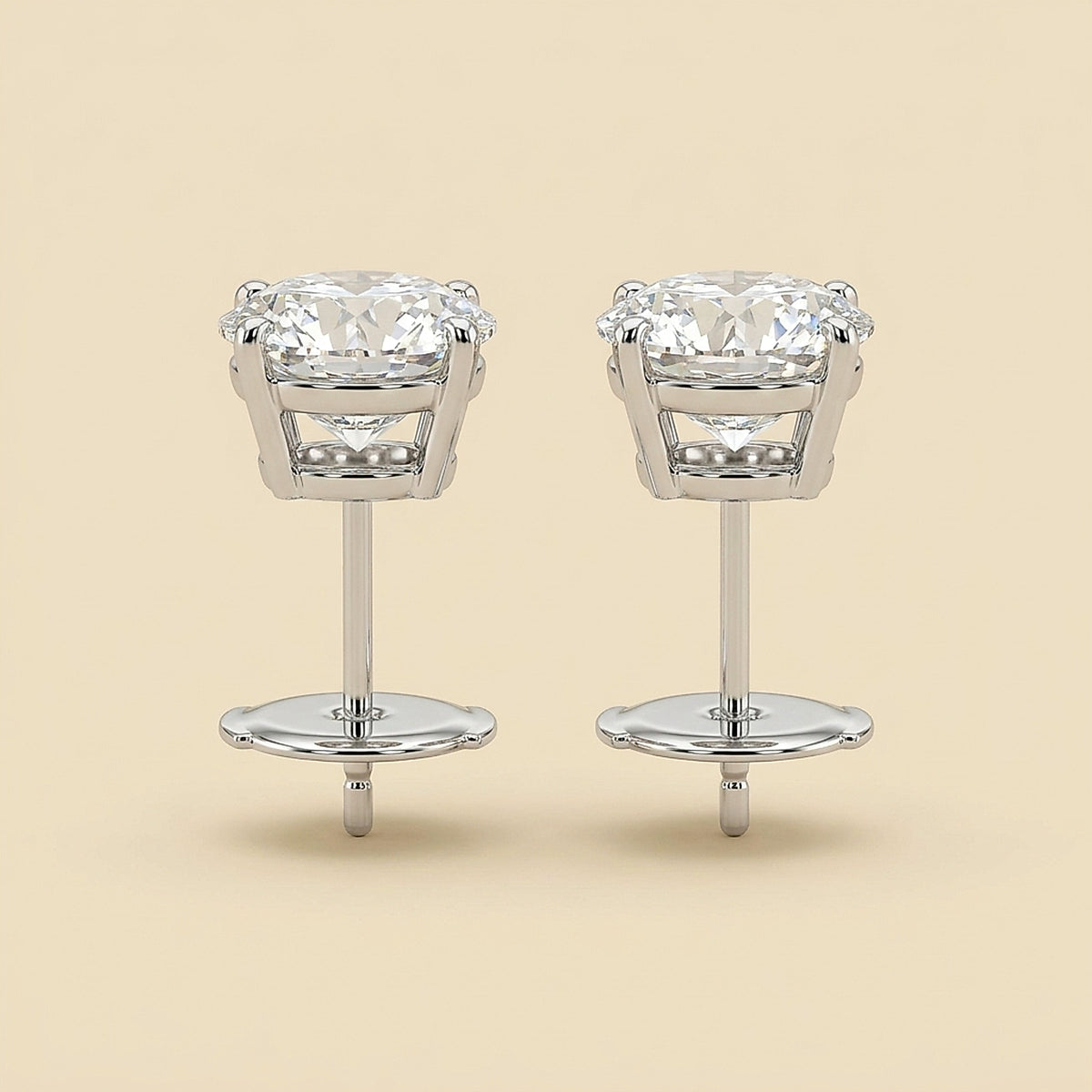 Platinum Round Brilliant Diamond Basket Stud Earrings, 1.40cts. t.w.