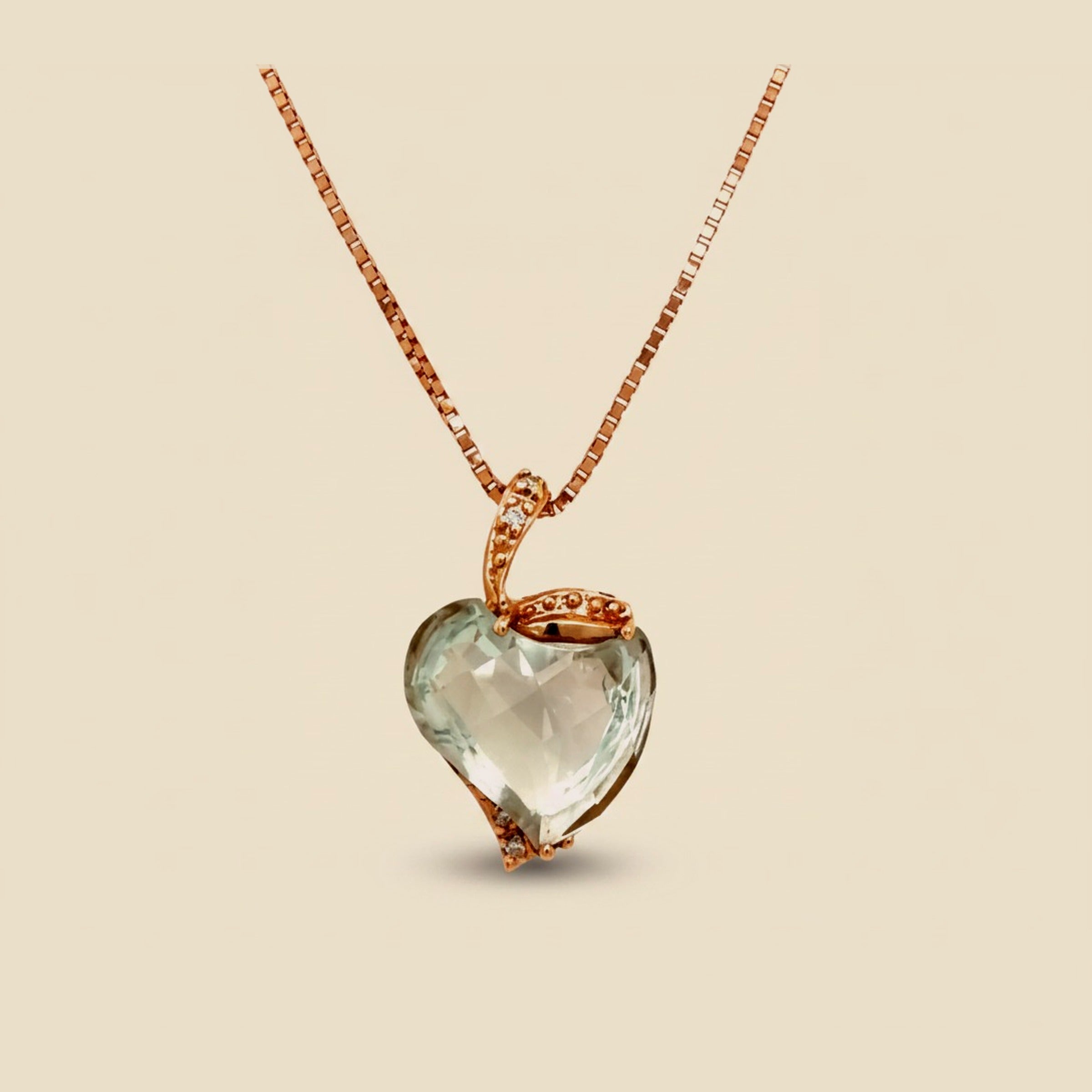 Rose Gold Blue Topaz & Diamond Accent Pendant Necklace