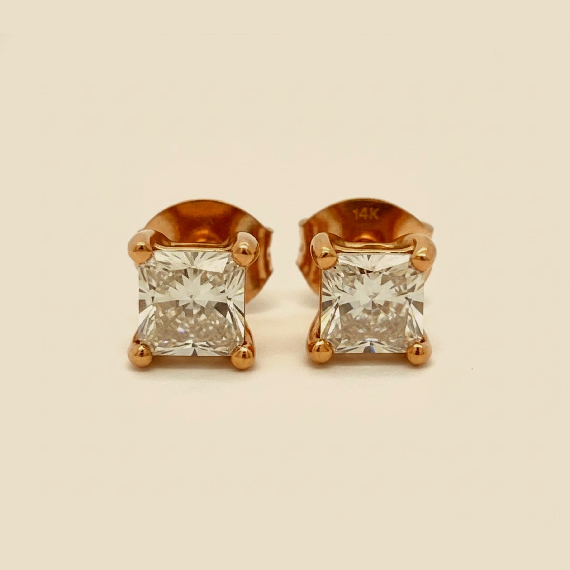 Rose Gold Champagne Diamond Stud Earrings