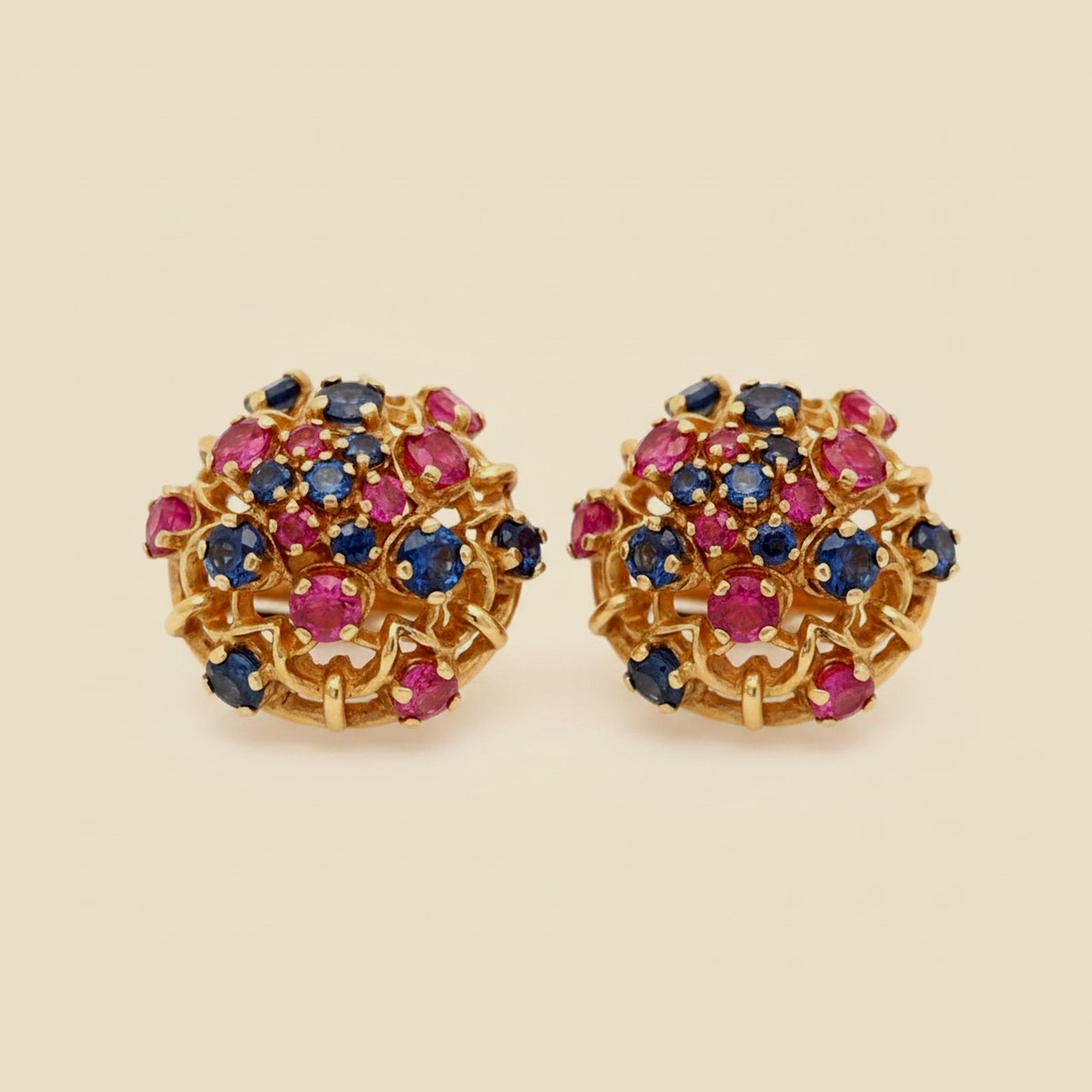 Rose Gold Sapphire & Ruby Starburst Earrings – Empire Diamond
