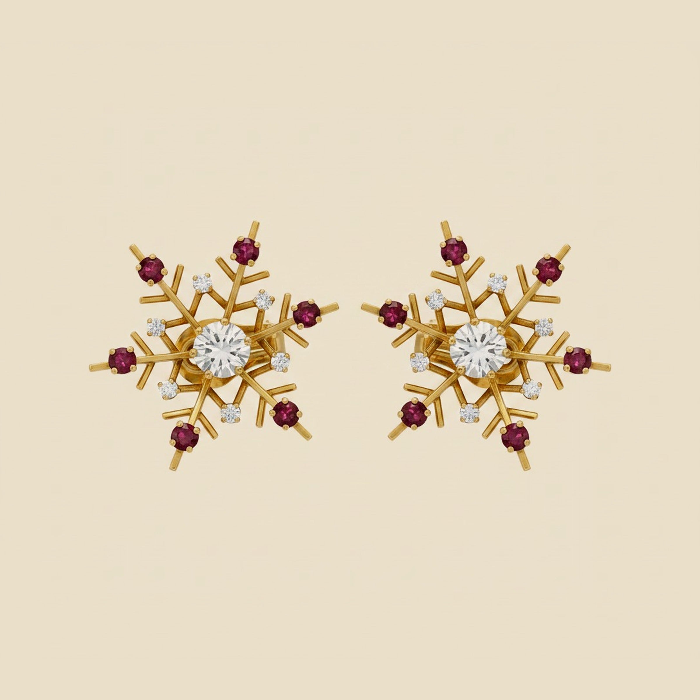 Ruby & Diamond Snowflake Clip-Back Earrings – Empire Diamond