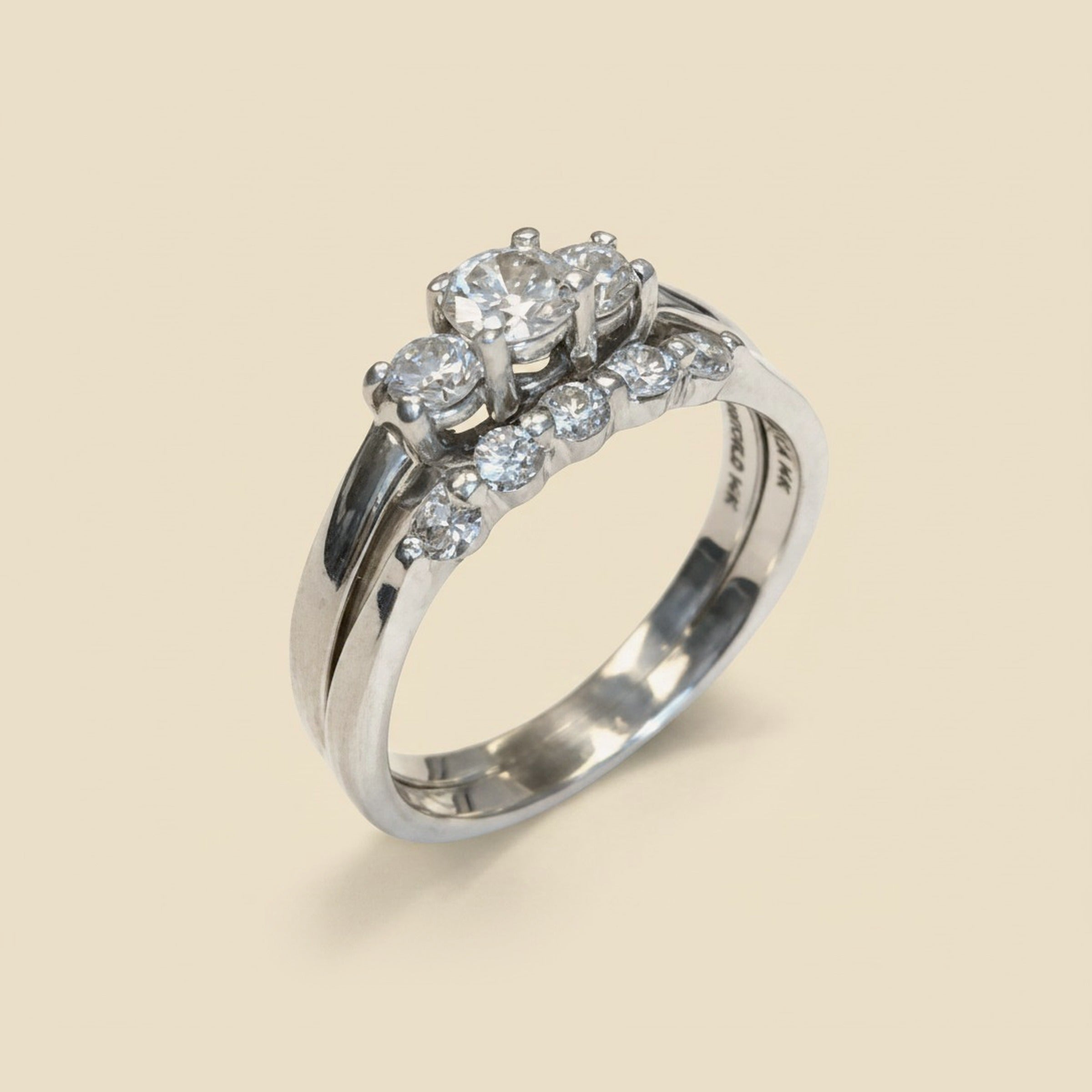 Three Stone Diamond Engagement Ring with attached Matching 5 Stone – Empire Diamond