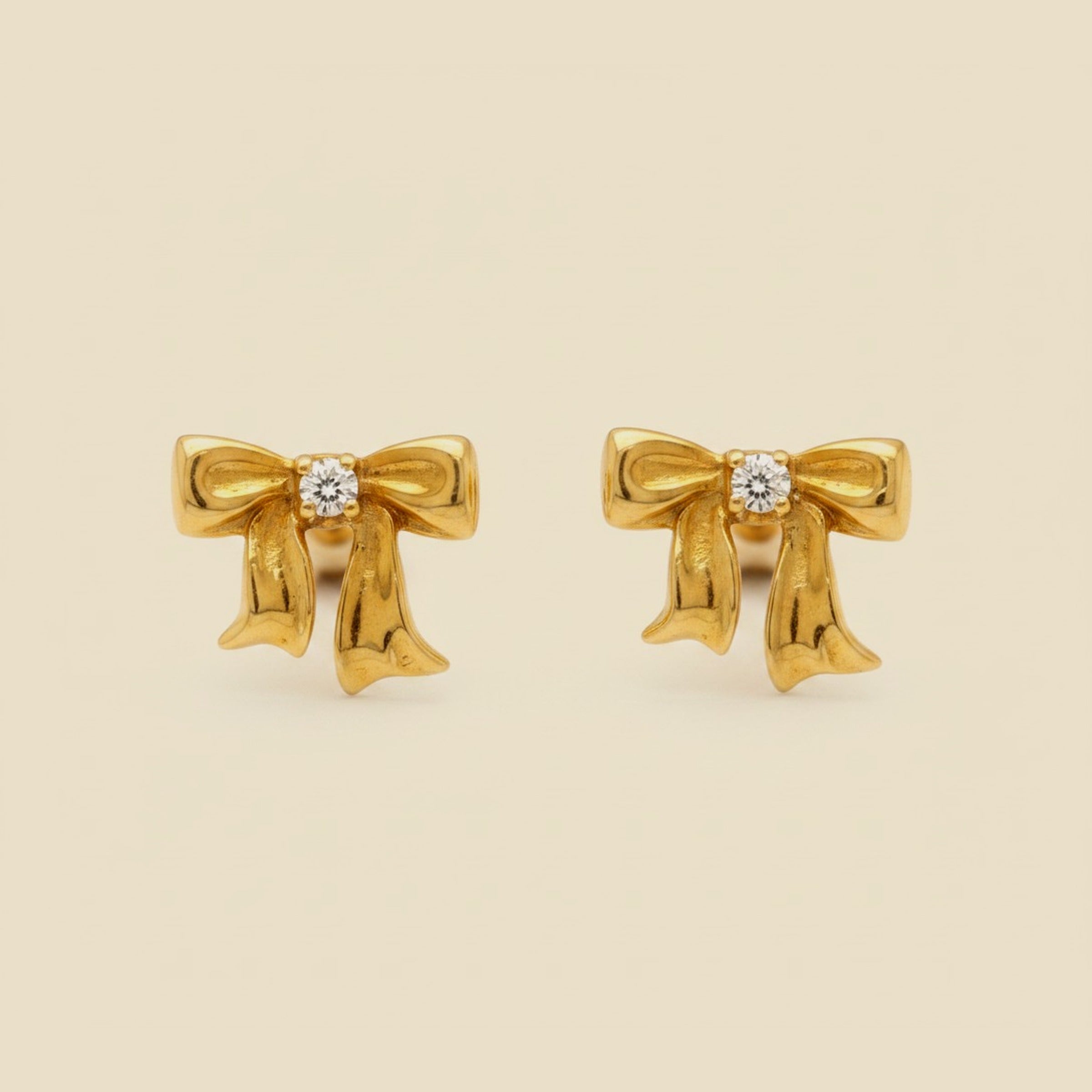 Tiffany & Co. 18k Yellow Gold Diamond Bow Earrings